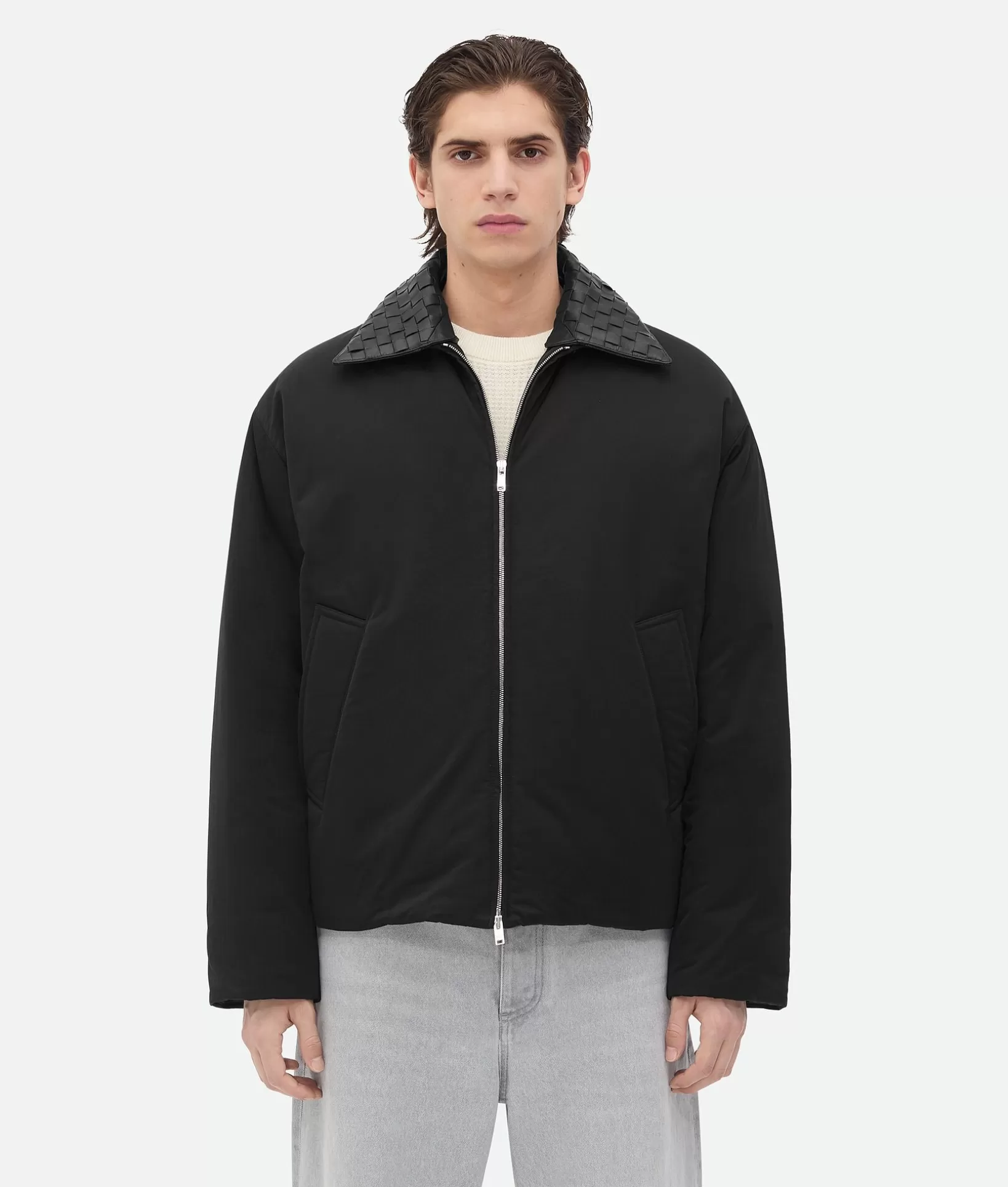 Jackets>Bottega Veneta Tech Nylon Puffer Jacket Black