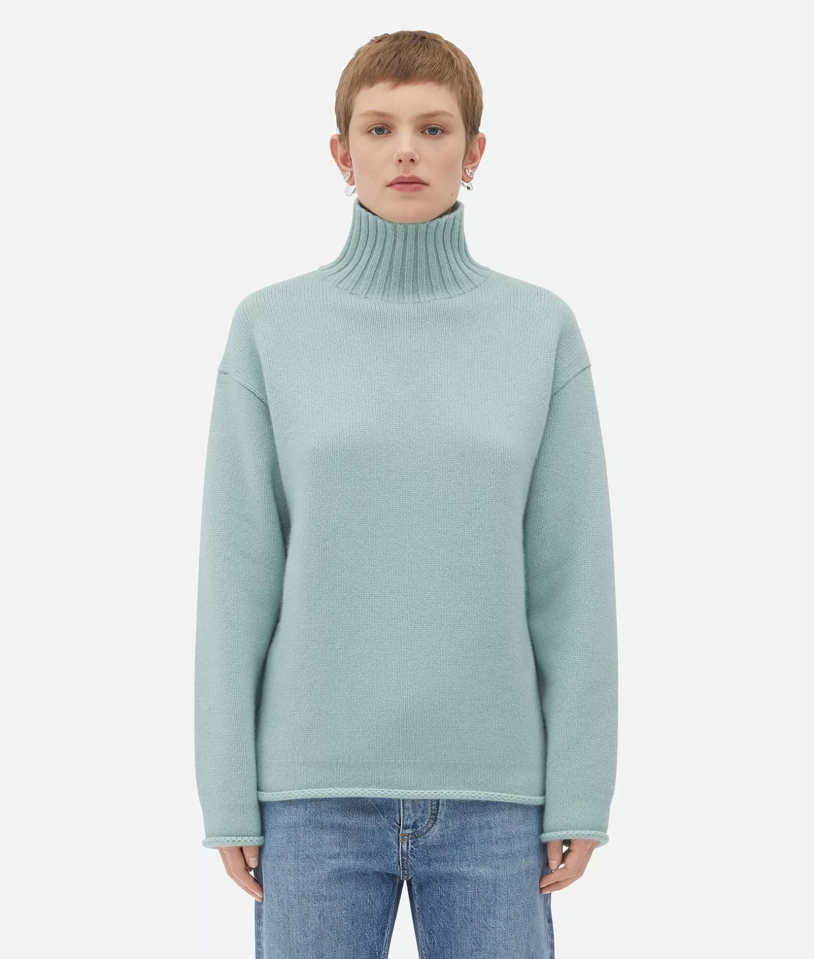 Knitwear>Bottega Veneta Textured Cashmere Jumper Mint