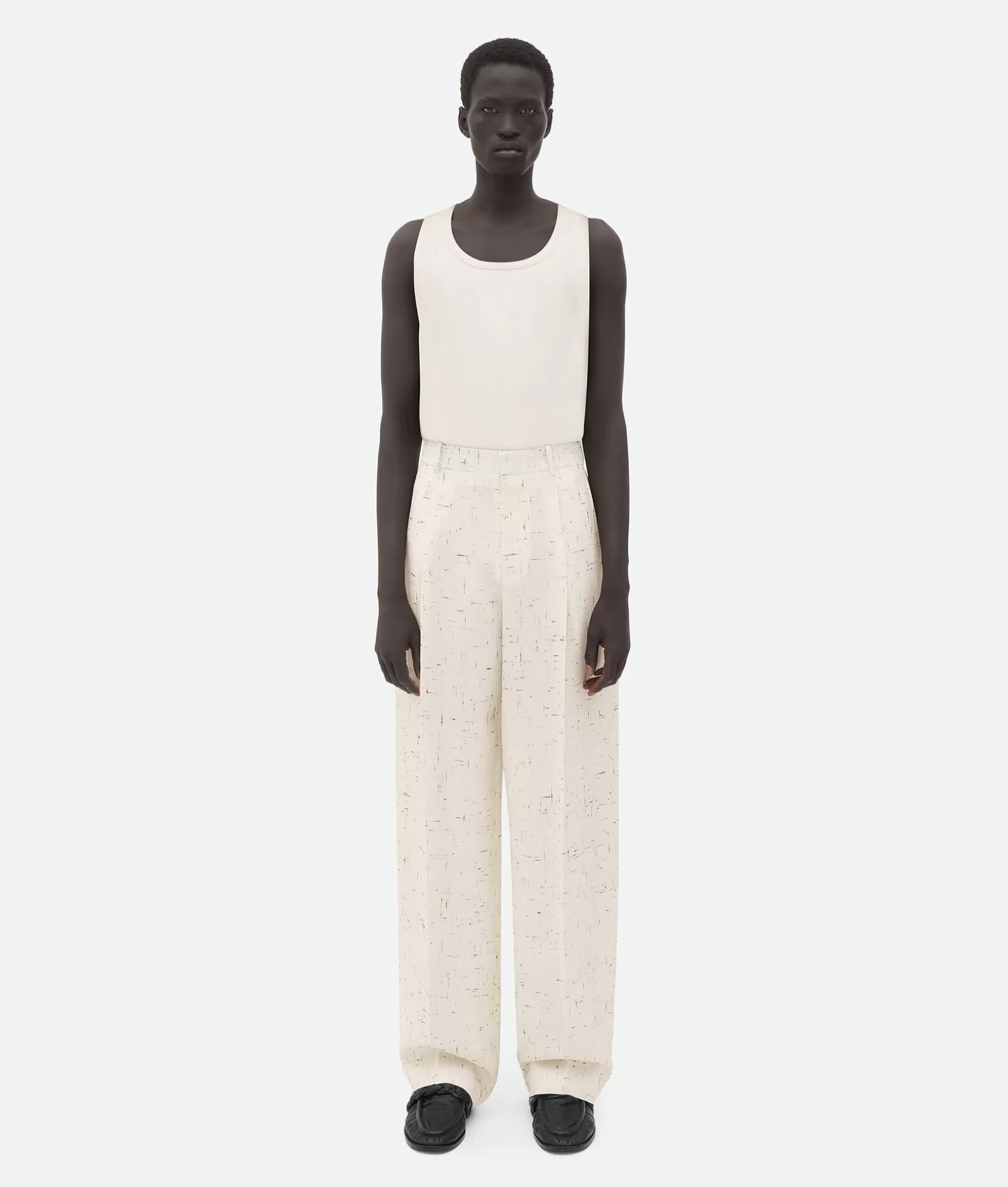 Trousers And Shorts>Bottega Veneta Textured Criss-Cross Viscose Silk Trousers Dove/black