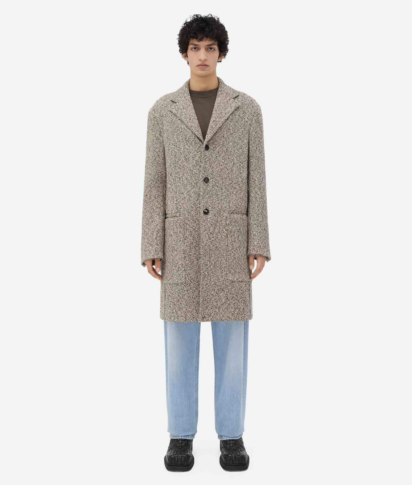 Coats>Bottega Veneta Textured Mouline Cotton Coat Fondant/beige/white