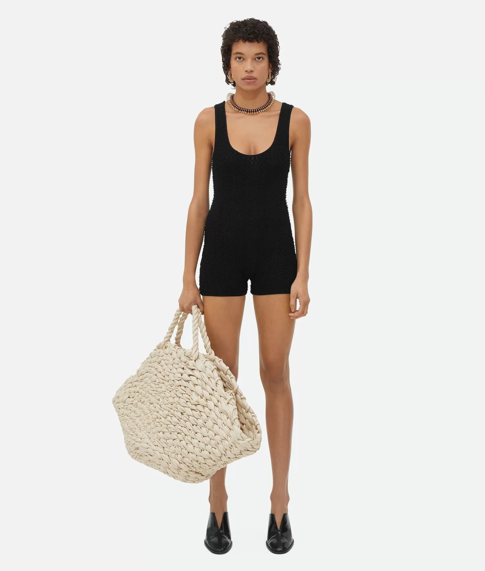 Dresses>Bottega Veneta Textured Nylon Body Black