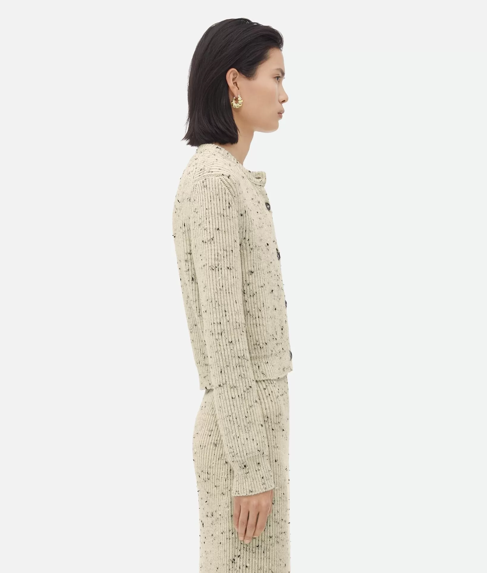 Knitwear>Bottega Veneta Textured Wool Rib Cardigan Dove