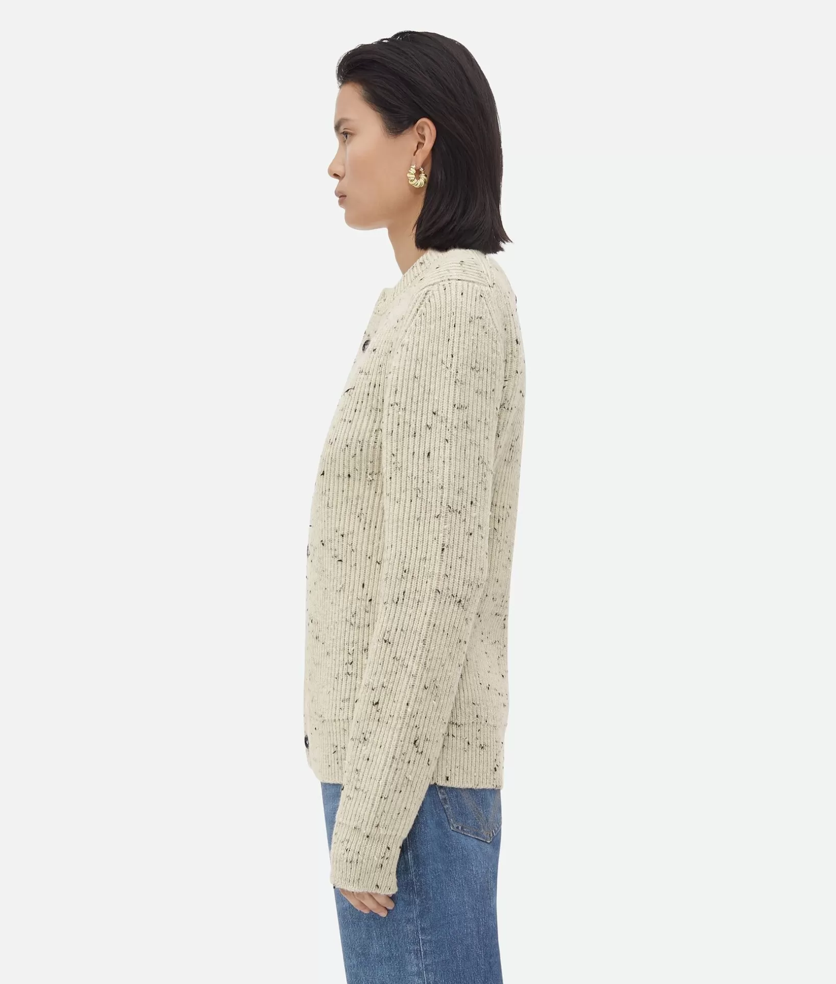 Knitwear>Bottega Veneta Textured Wool Rib Oversized Cardigan Dove