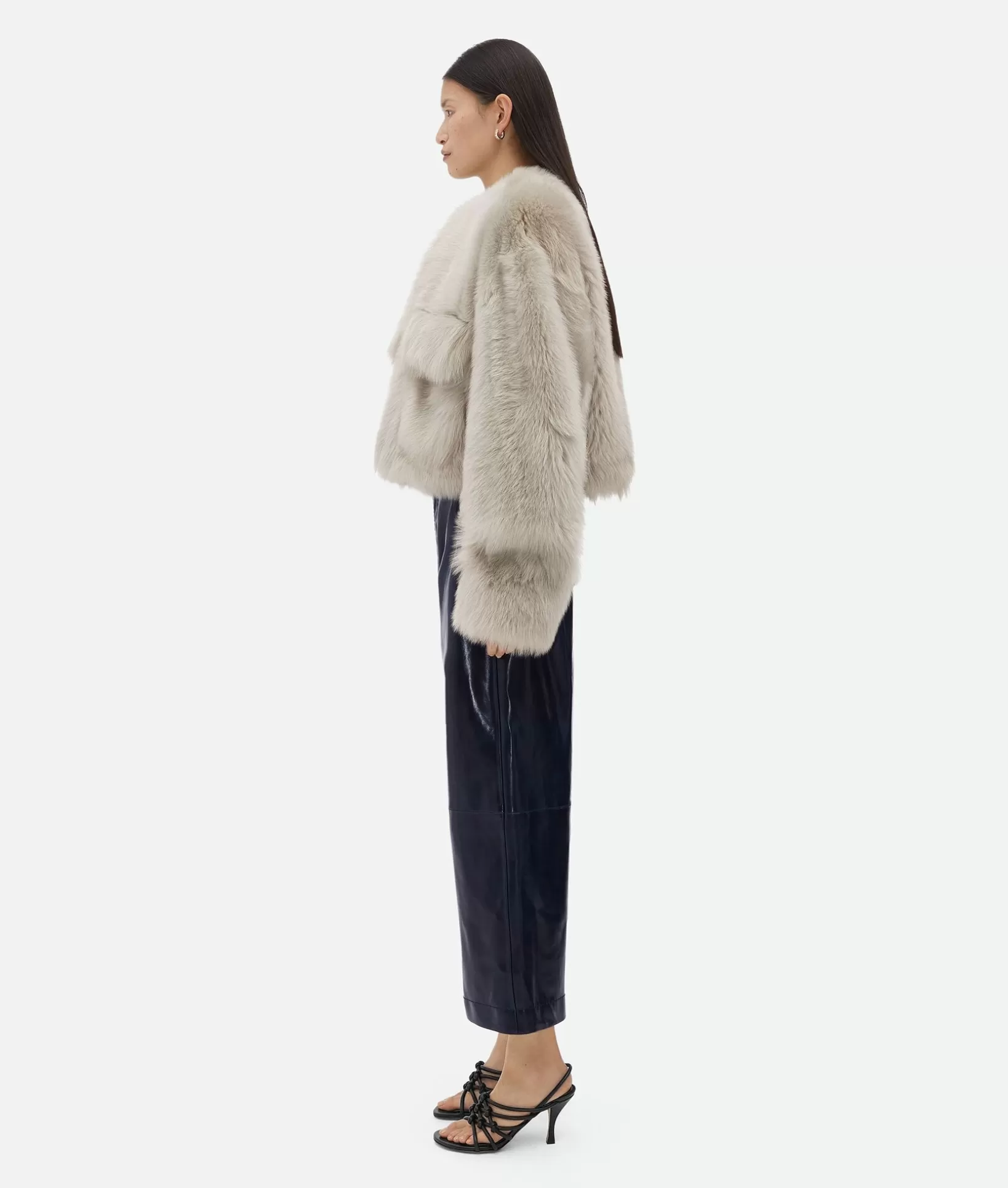 Coats>Bottega Veneta Toscana Shearling Cropped Blouson Metallic mist