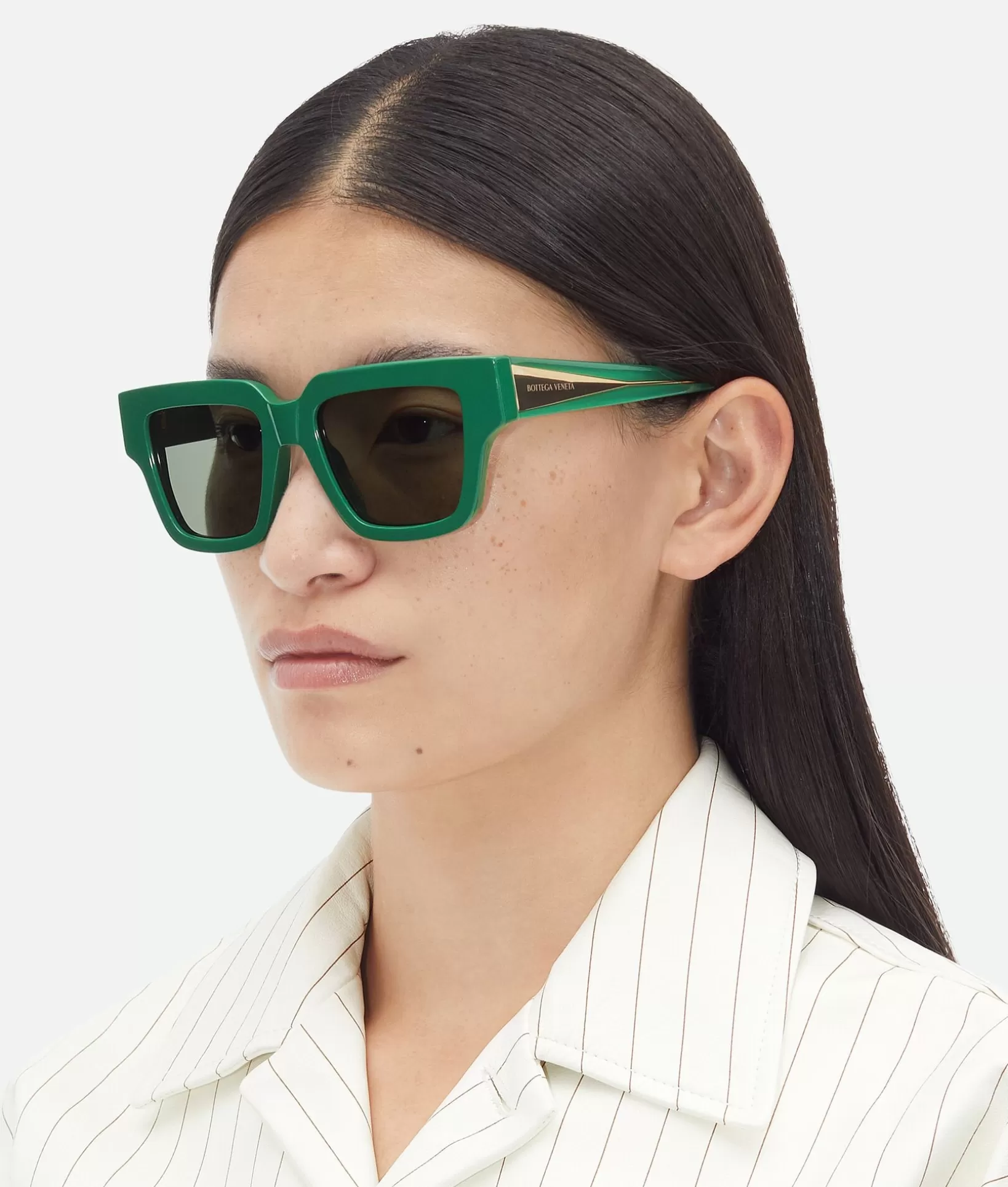 Sunglasses | Sunglasses>Bottega Veneta Tri-Fold Square Sunglasses Green/green