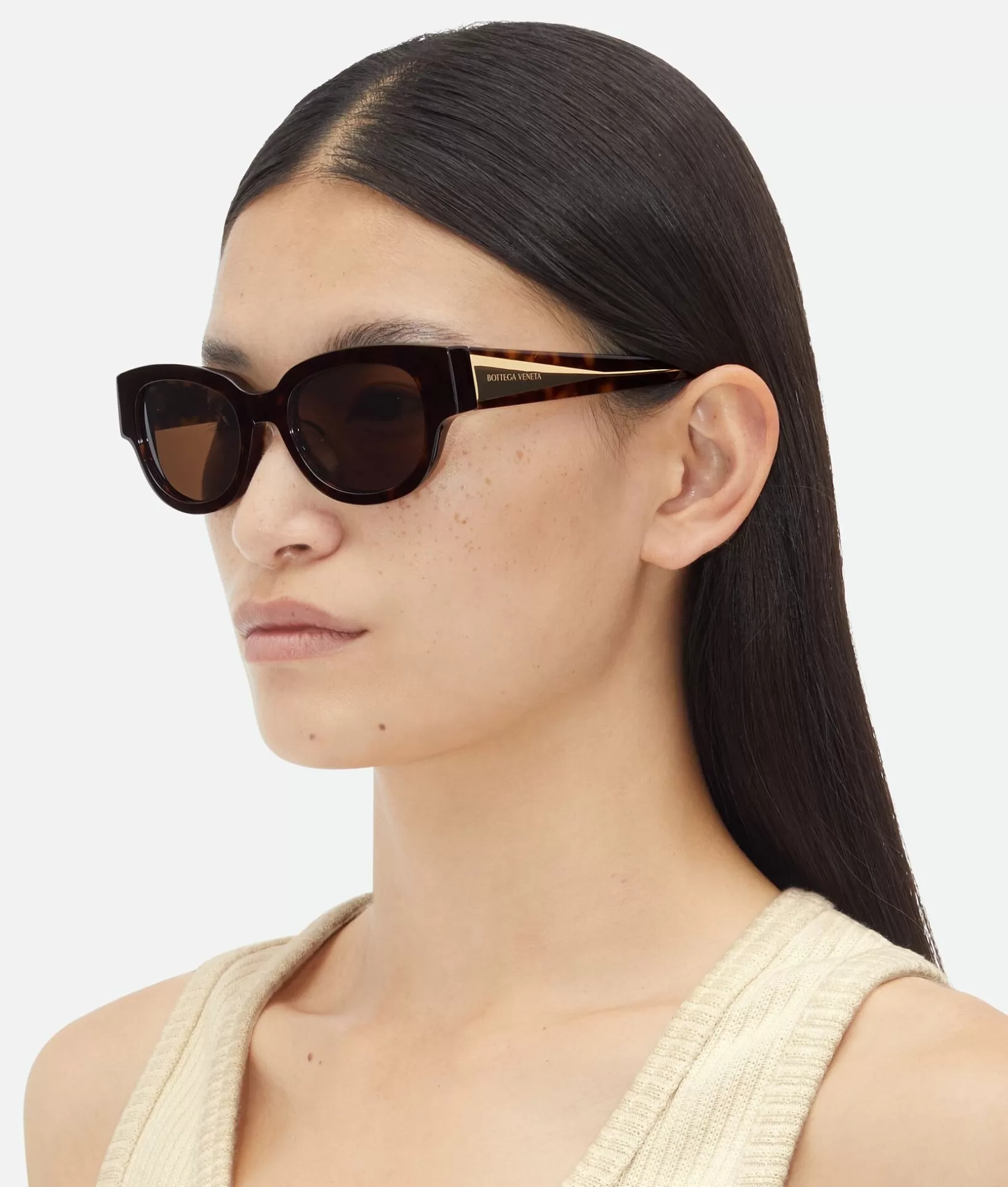 Sunglasses | Sunglasses>Bottega Veneta Tri-Fold Square Sunglasses Havana/brown