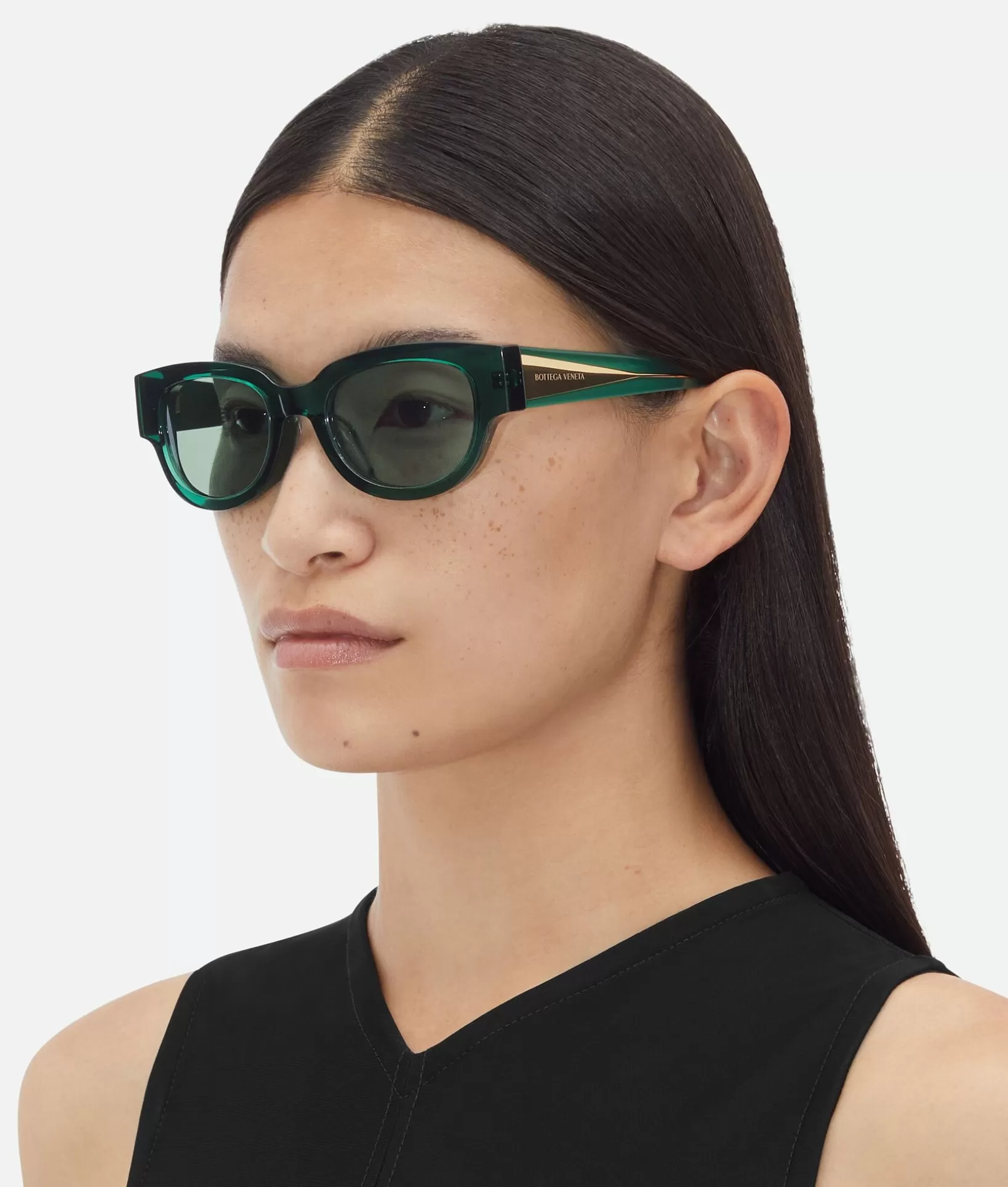 Sunglasses | Sunglasses>Bottega Veneta Tri-Fold Square Sunglasses Green/green