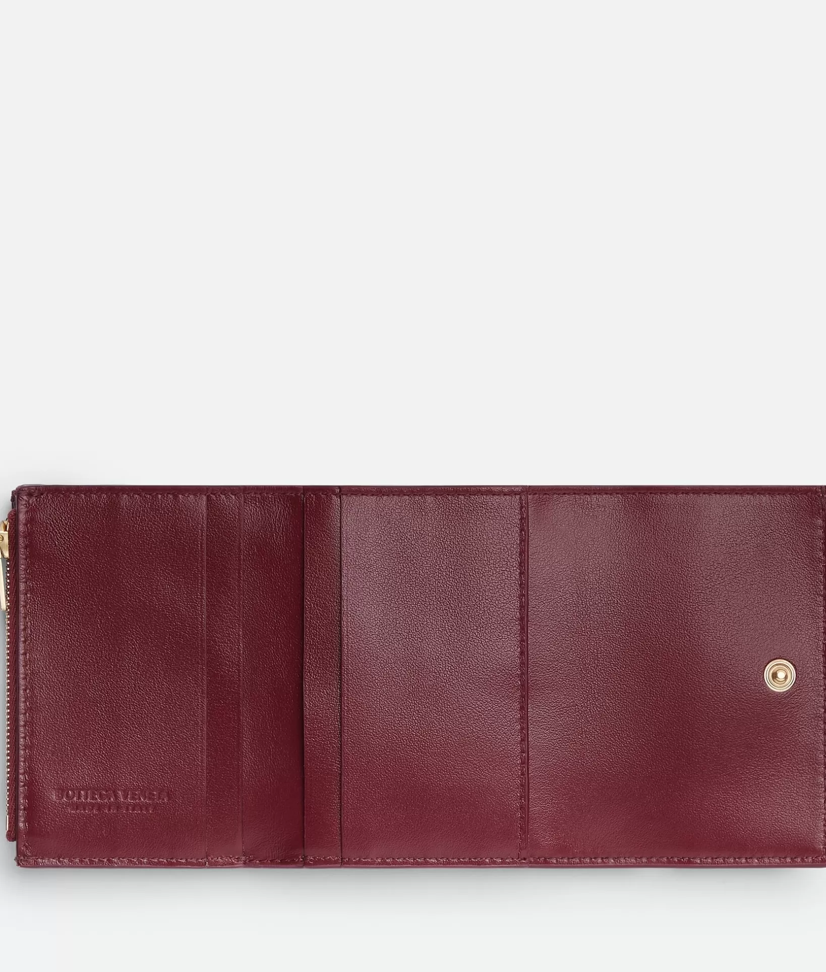 Small Wallets>Bottega Veneta Tri-Fold Zip Wallet Bordeaux