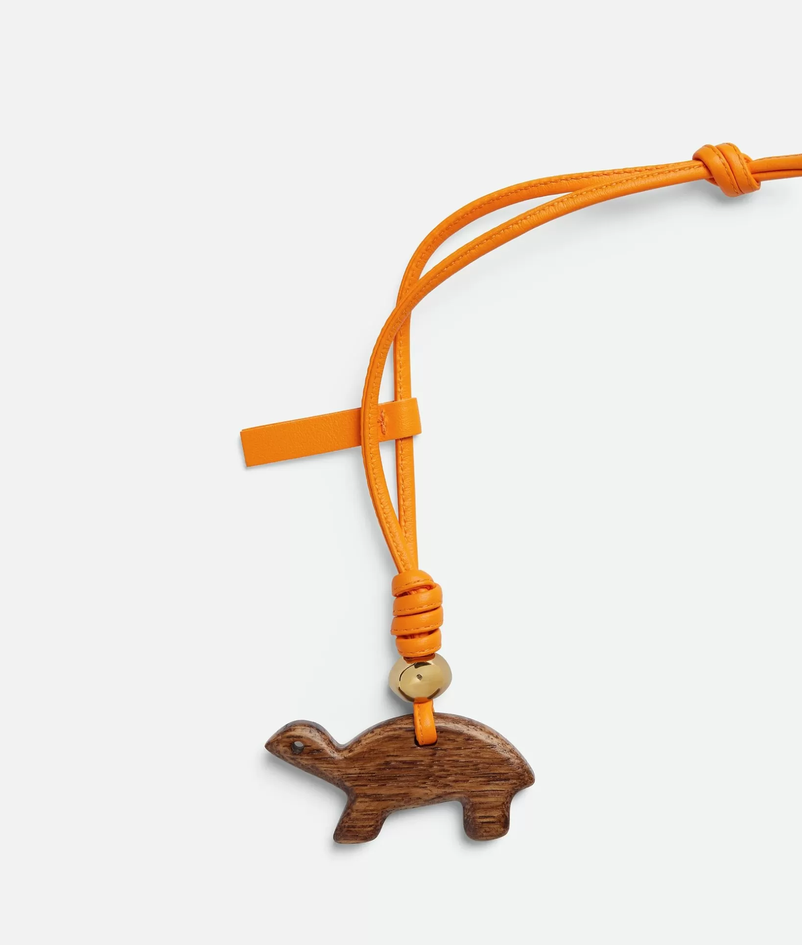 Key Rings>Bottega Veneta Turtle Wood Charm Tangerine