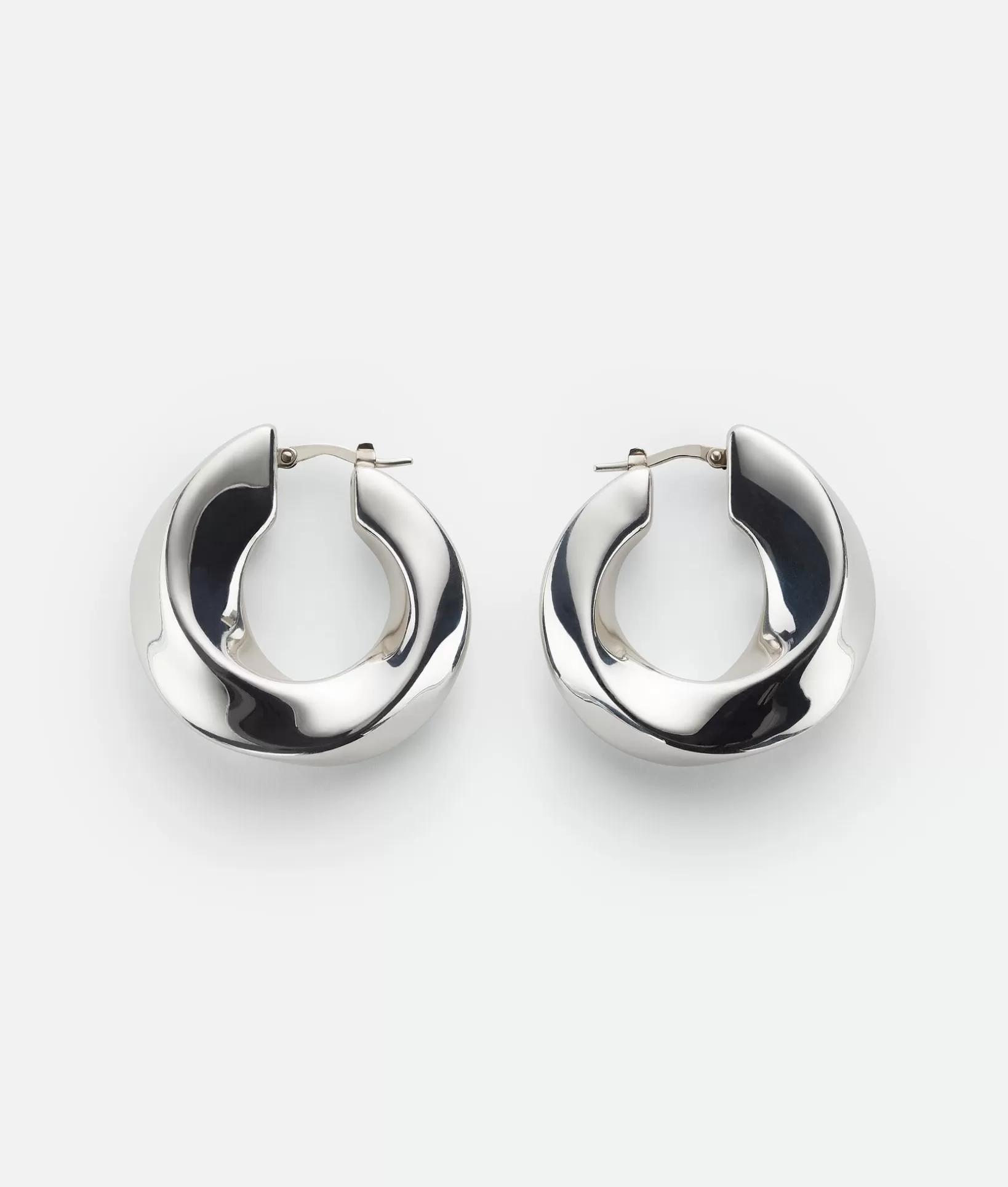 Earrings>Bottega Veneta Twist Hoop Earrings Silver