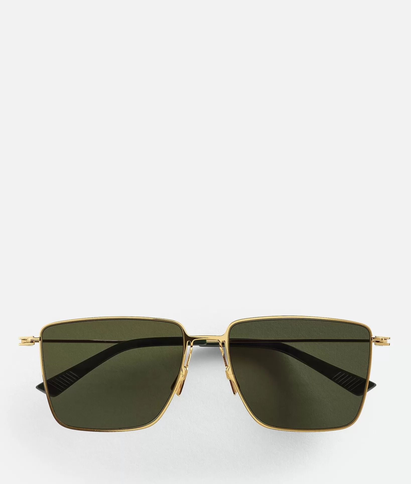 Sunglasses | Sunglasses>Bottega Veneta Ultrathin Metal Rectangular Sunglasses Gold / Green