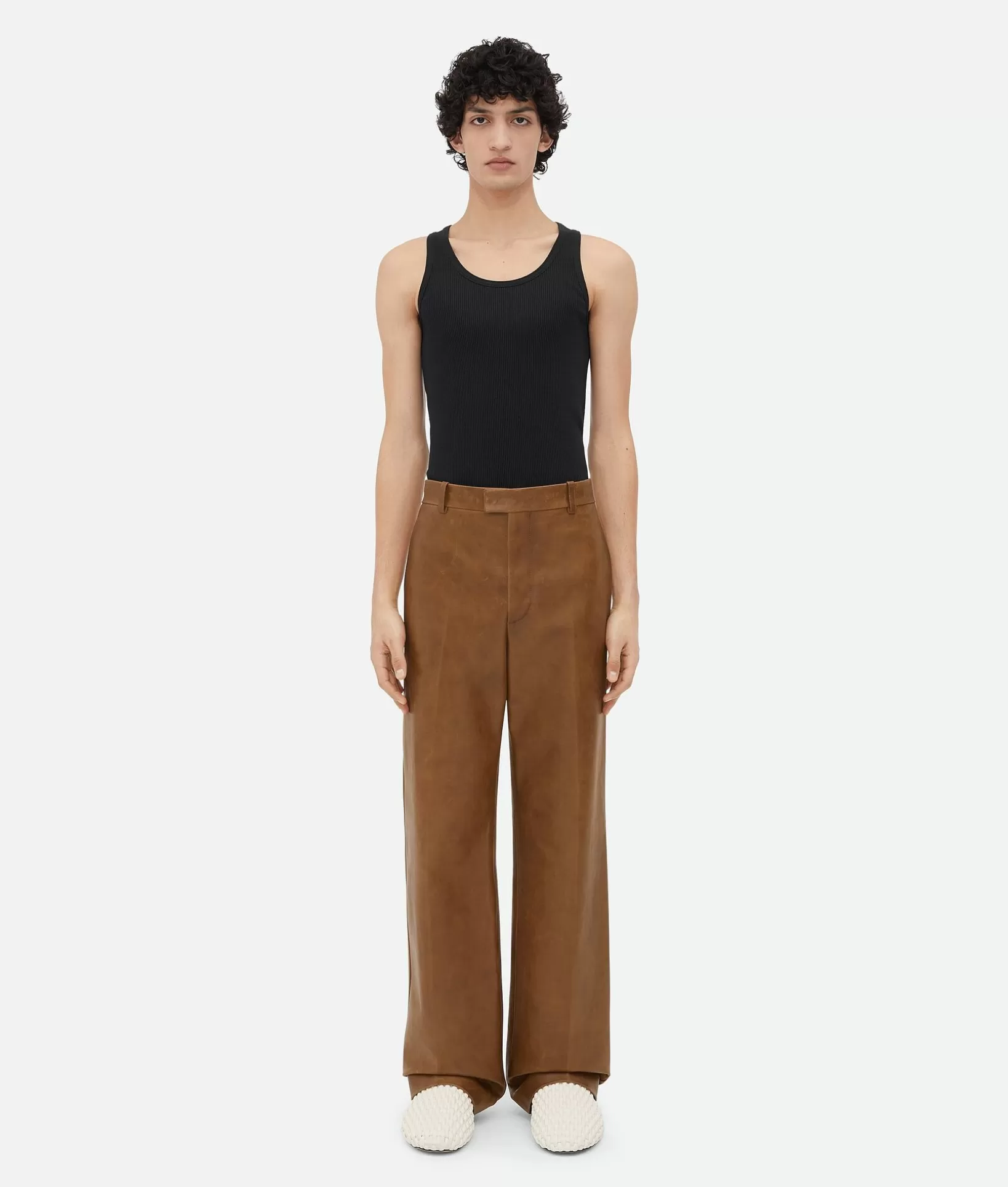 Trousers And Shorts | Leather>Bottega Veneta Vintage-Effect Leather Trousers Teak wood