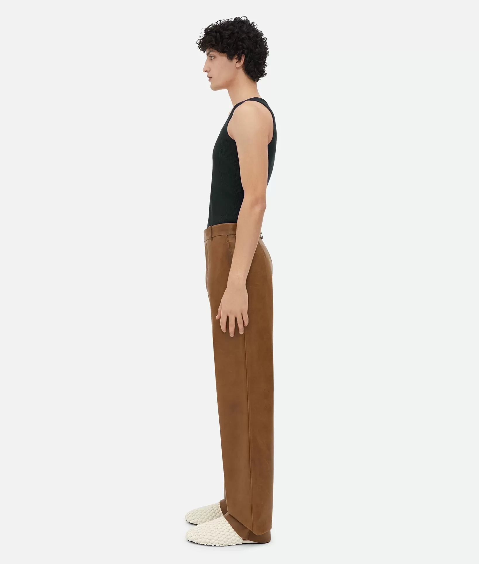 Trousers And Shorts | Leather>Bottega Veneta Vintage-Effect Leather Trousers Teak wood