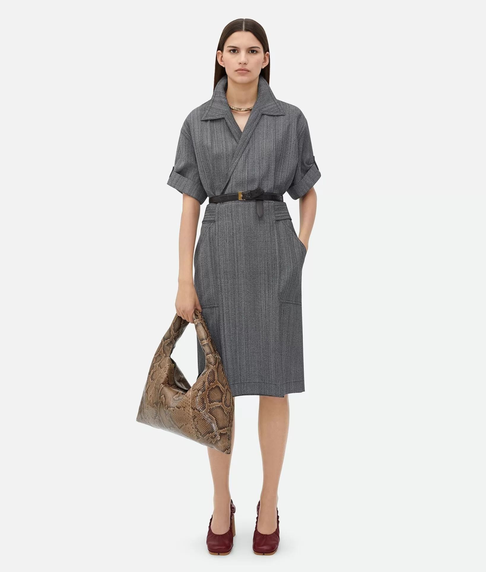 Dresses>Bottega Veneta Viscose And Silk Dress Charcoal/nickel