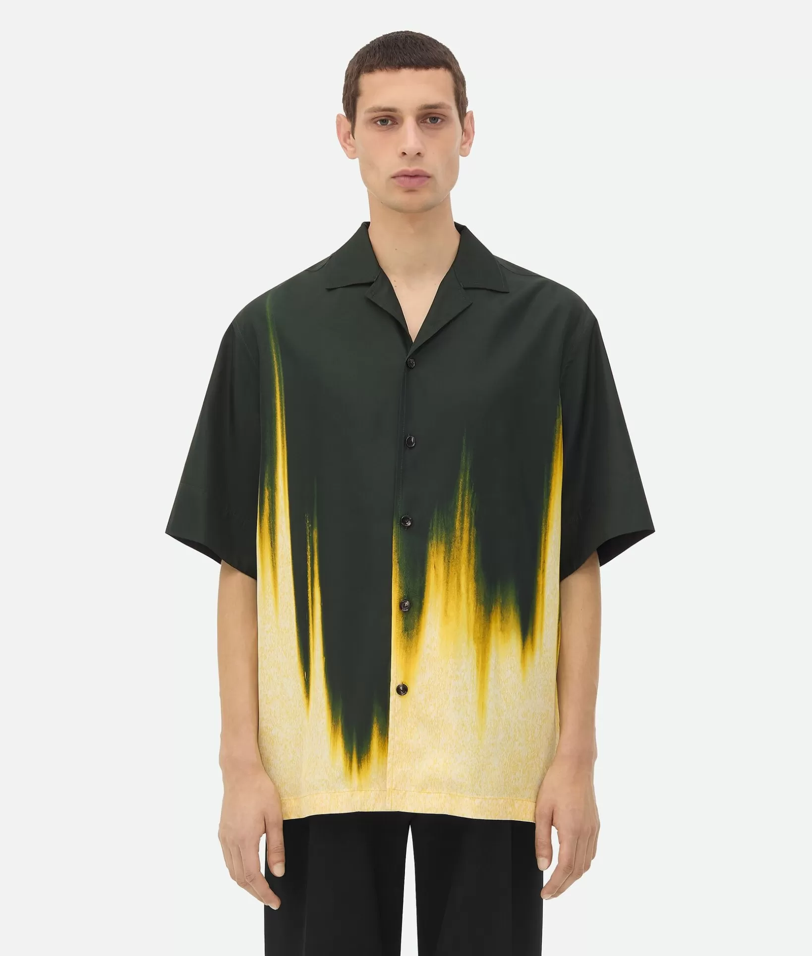 Shirts>Bottega Veneta Viscose Degrade Petal Print Shirt Camping/yellow