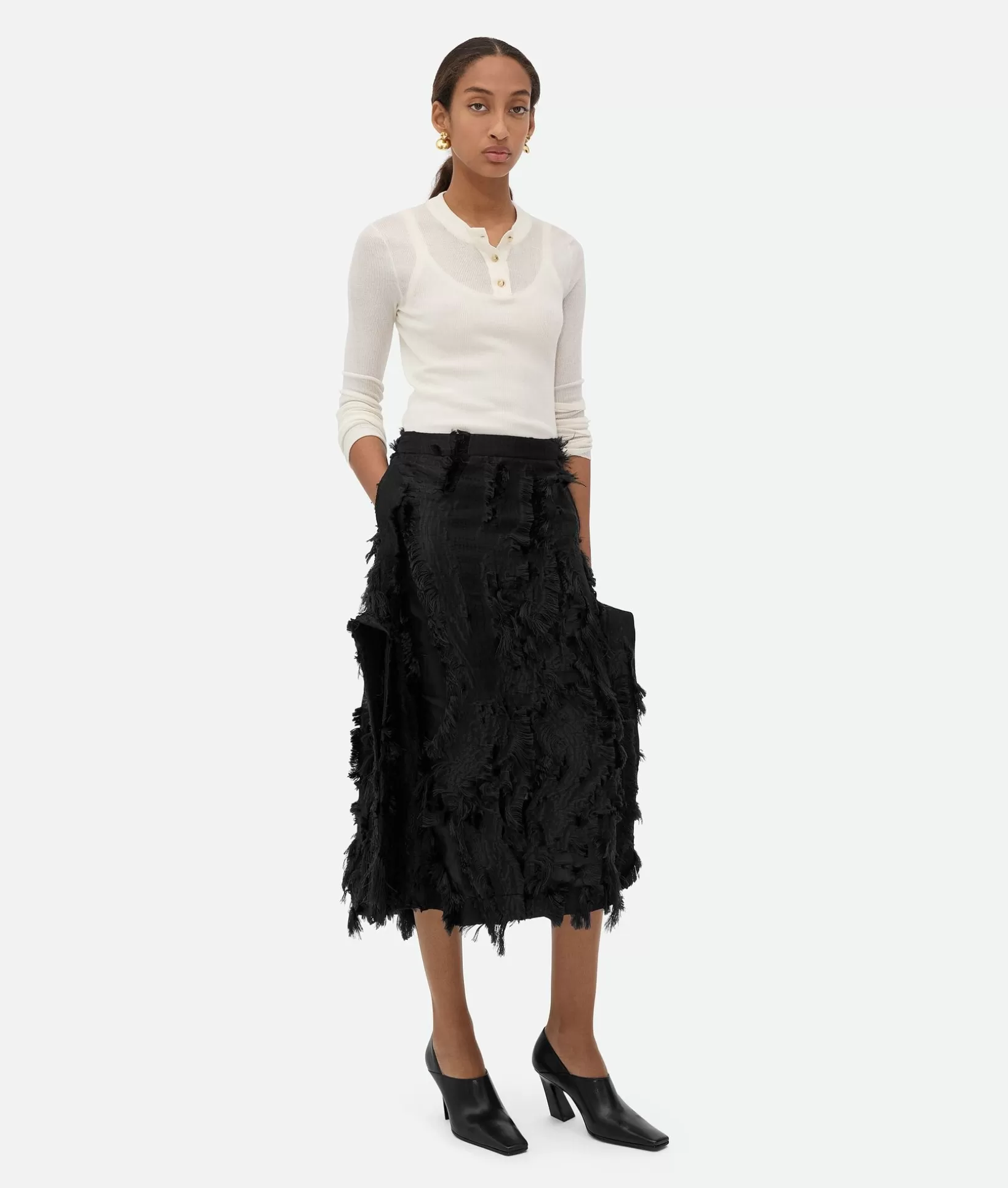 Skirts>Bottega Veneta Viscose Fil Coupe Skirt Black