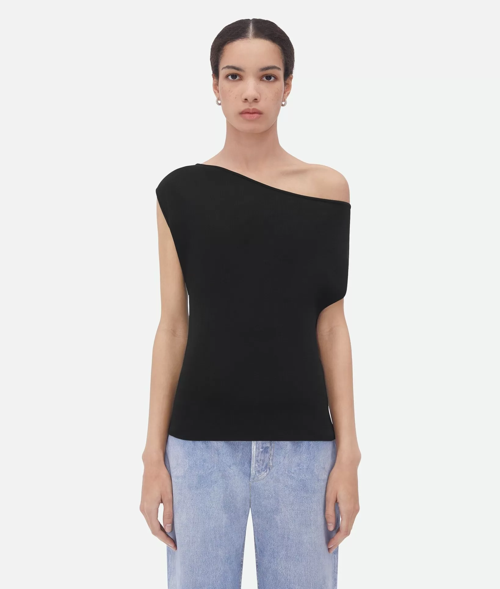 Tops And T-Shirts>Bottega Veneta Viscose Fluid Knitted Top Black