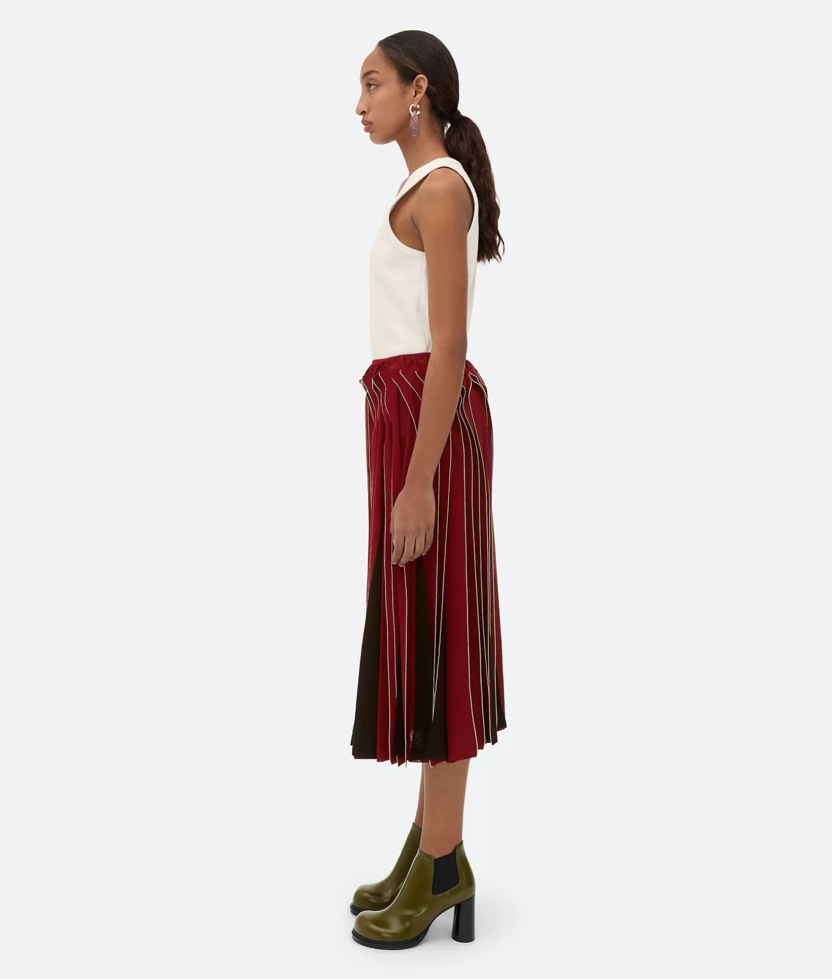 Skirts>Bottega Veneta Viscose Frill Skirt Rosewood/fondant