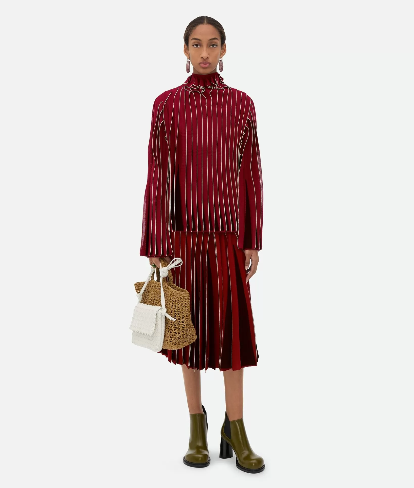 Tops And T-Shirts>Bottega Veneta Viscose Frill Top Rosewood/fondant