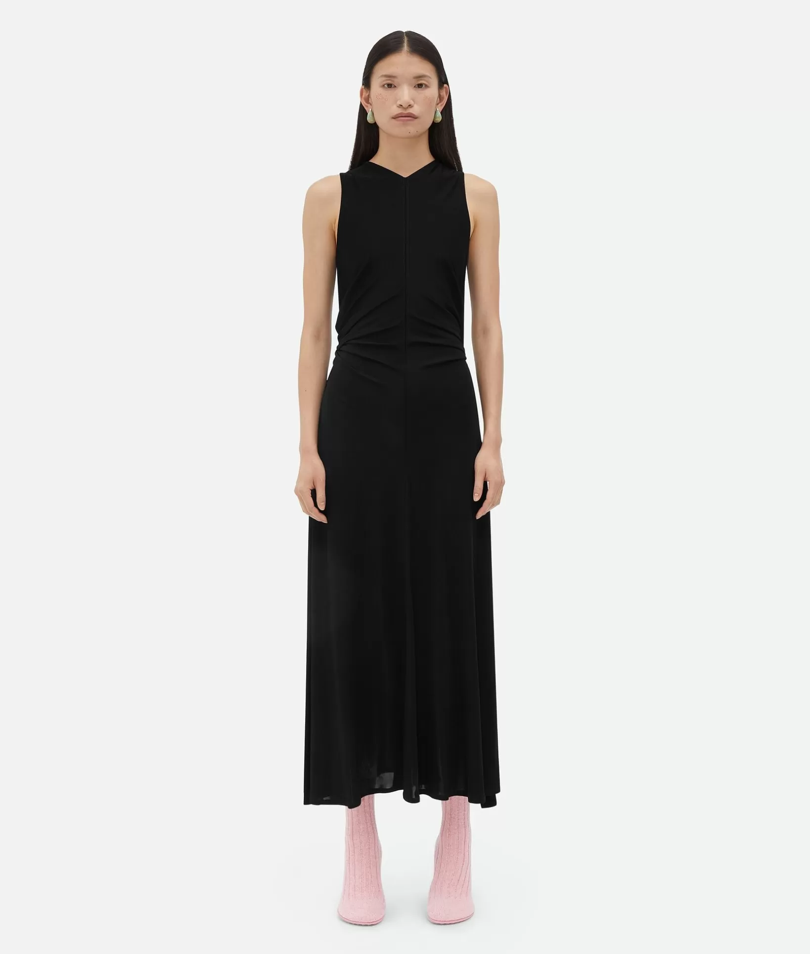 Dresses>Bottega Veneta Viscose Jersey Long Dress With Knot Ring Black