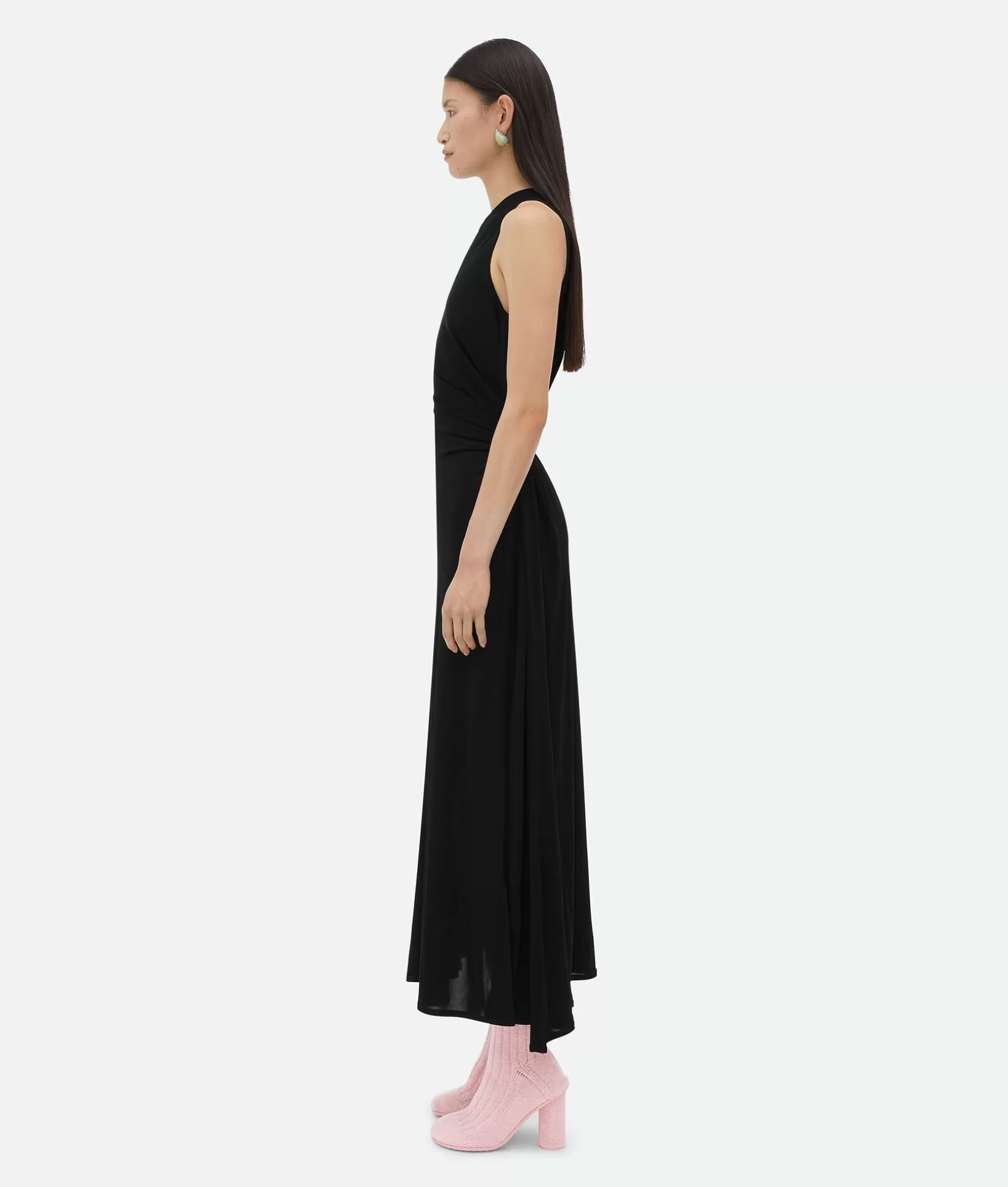 Dresses>Bottega Veneta Viscose Jersey Long Dress With Knot Ring Black