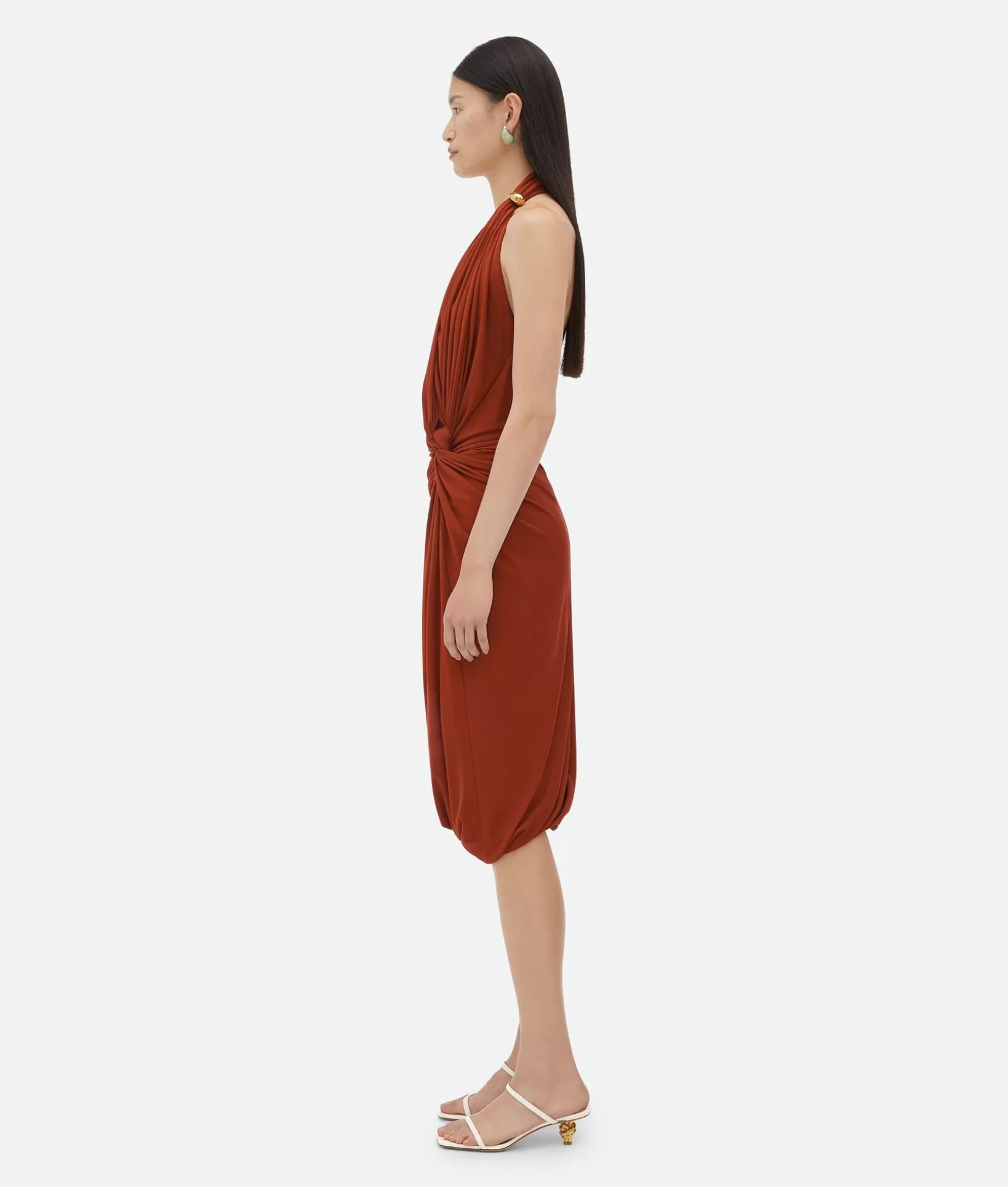 Dresses>Bottega Veneta Viscose Jersey Midi Dress Pudding