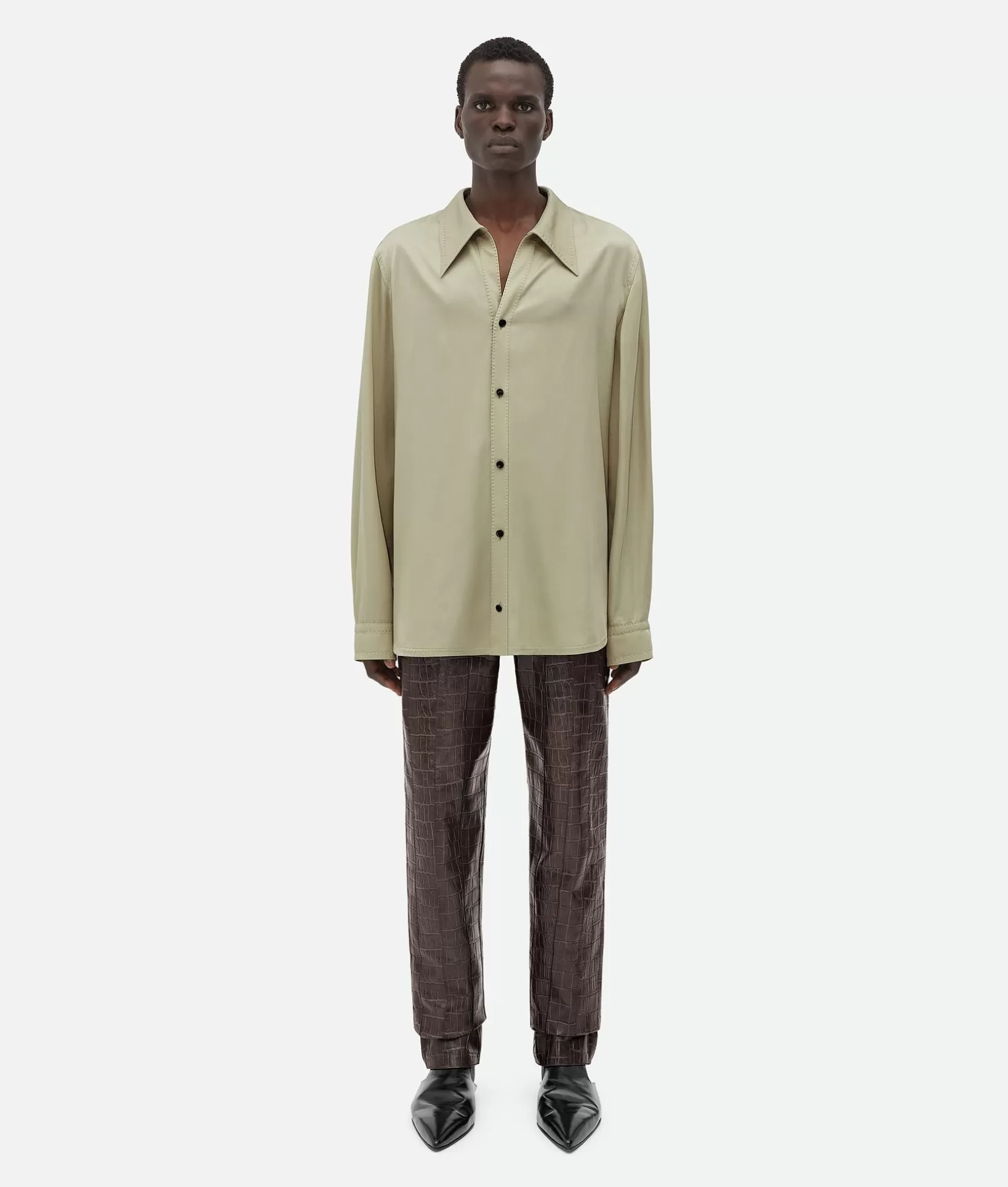 Shirts>Bottega Veneta Viscose Twill Shirt Stone