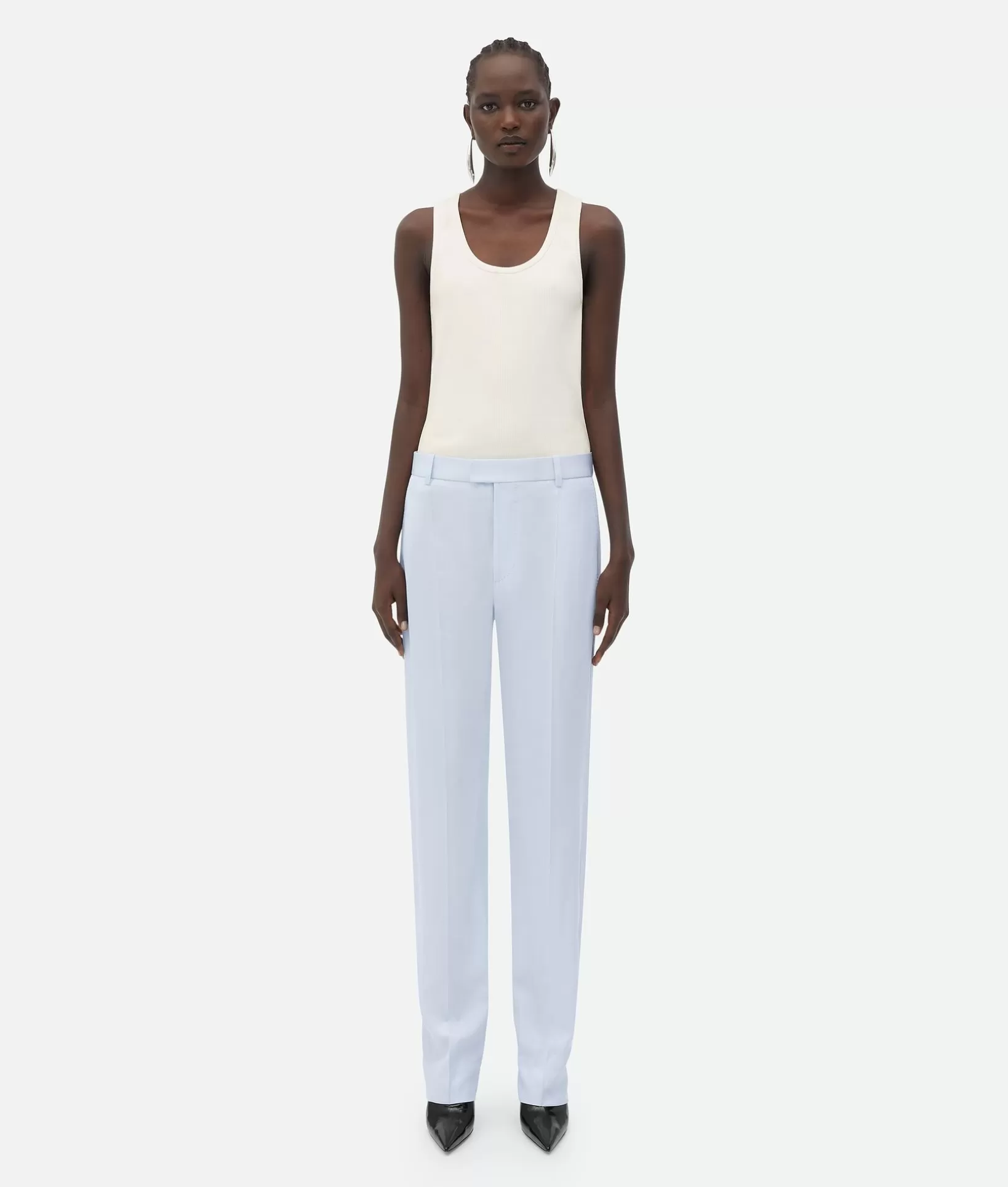 Trousers And Shorts>Bottega Veneta Viscose Twill Straight Pants Morning mist