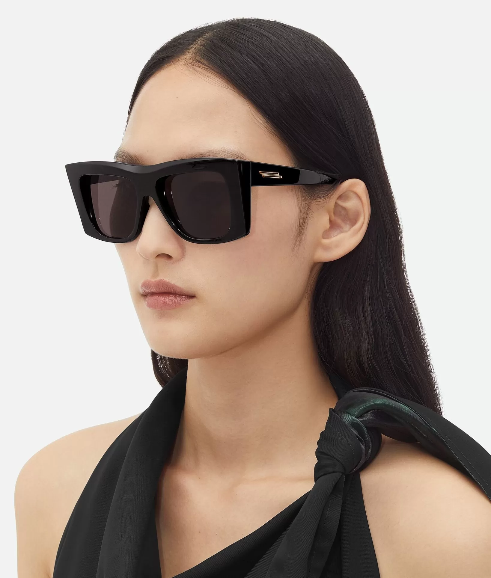 Sunglasses | Sunglasses>Bottega Veneta Visor Recycled Acetate Square Sunglasses Black / Grey