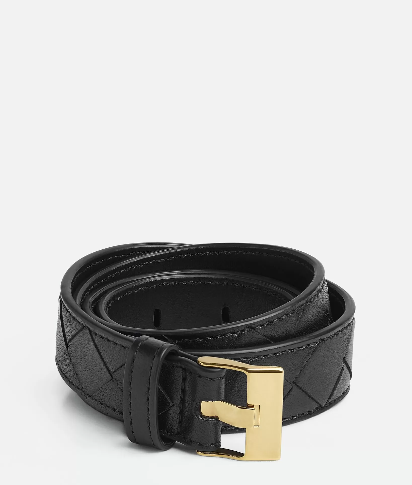 Belts>Bottega Veneta Watch Intrecciato Belt Black