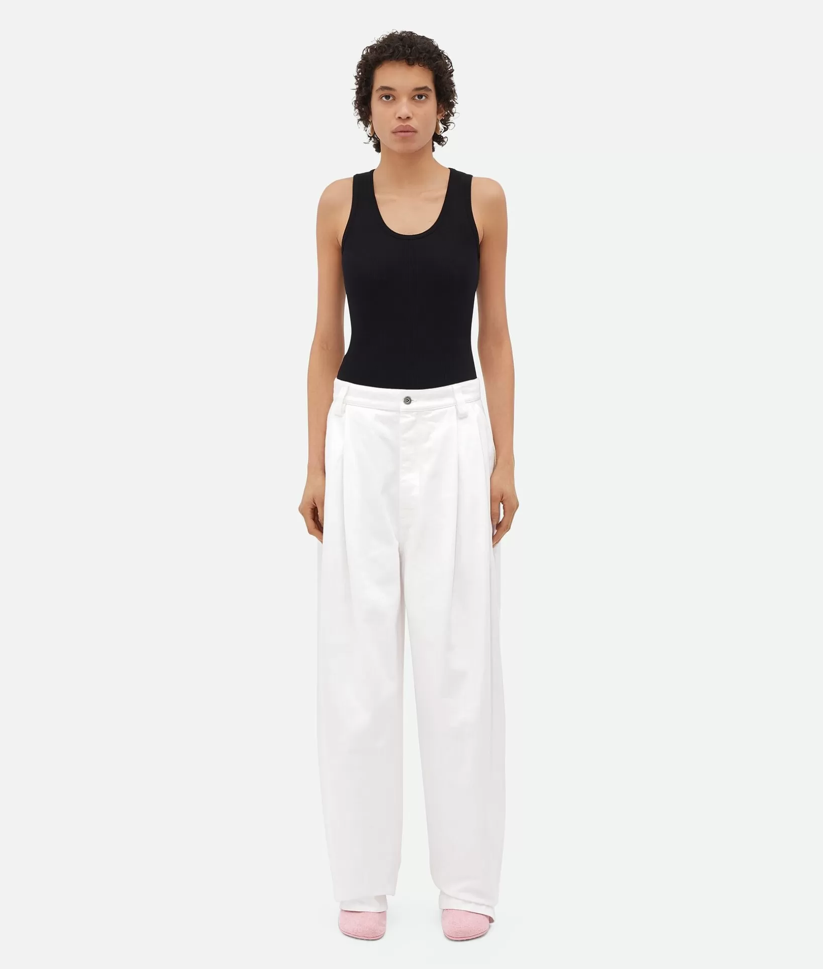 Denim>Bottega Veneta Pleated Denim Trousers White