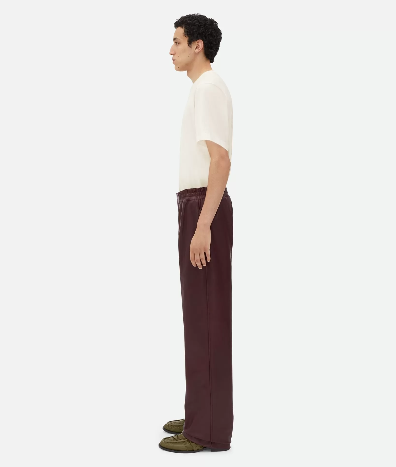 Leather | Trousers And Shorts>Bottega Veneta Wide Leg Leather Trousers Oxblood