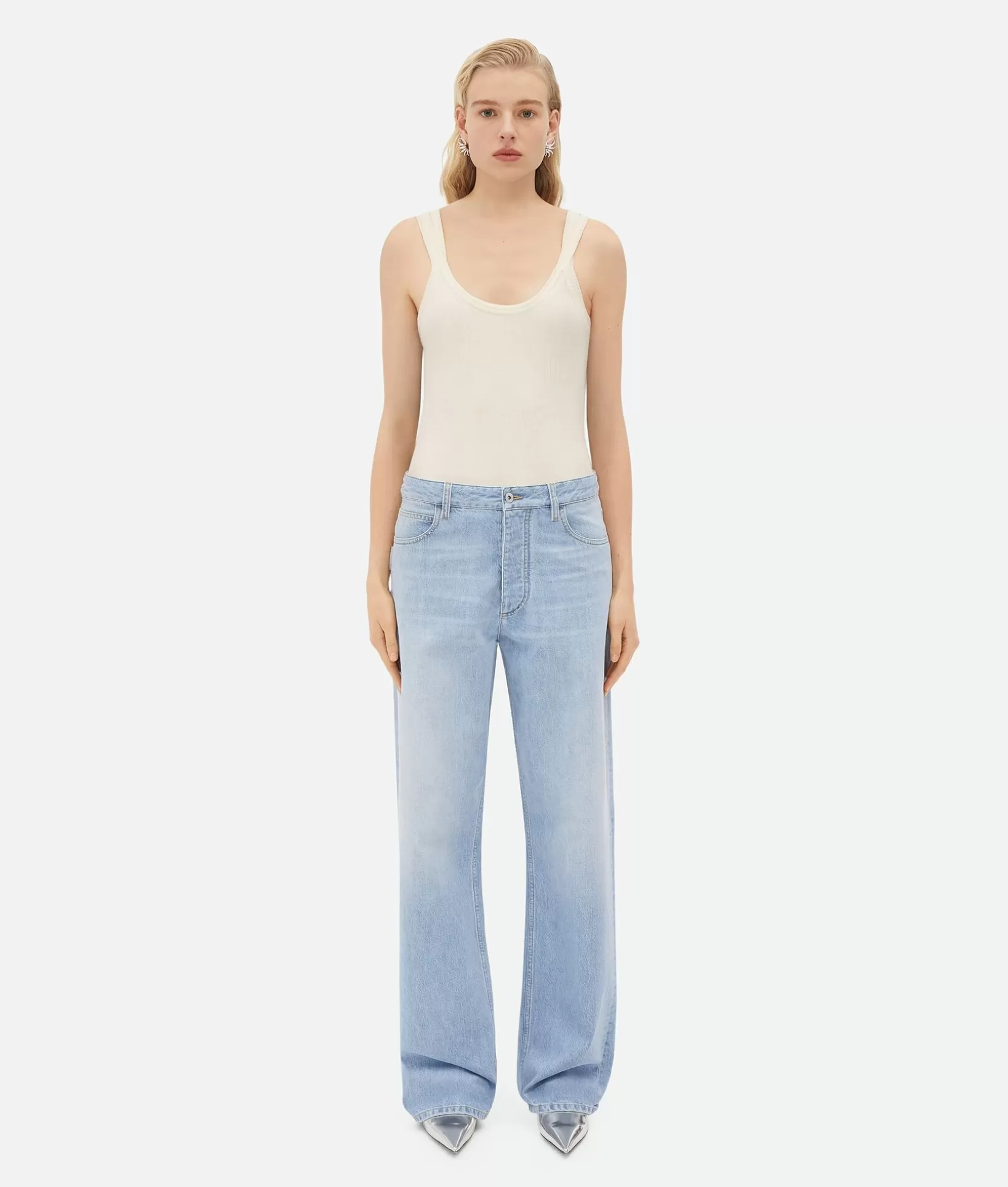 Denim>Bottega Veneta Wide Leg Light-Bleached Denim Light bleach