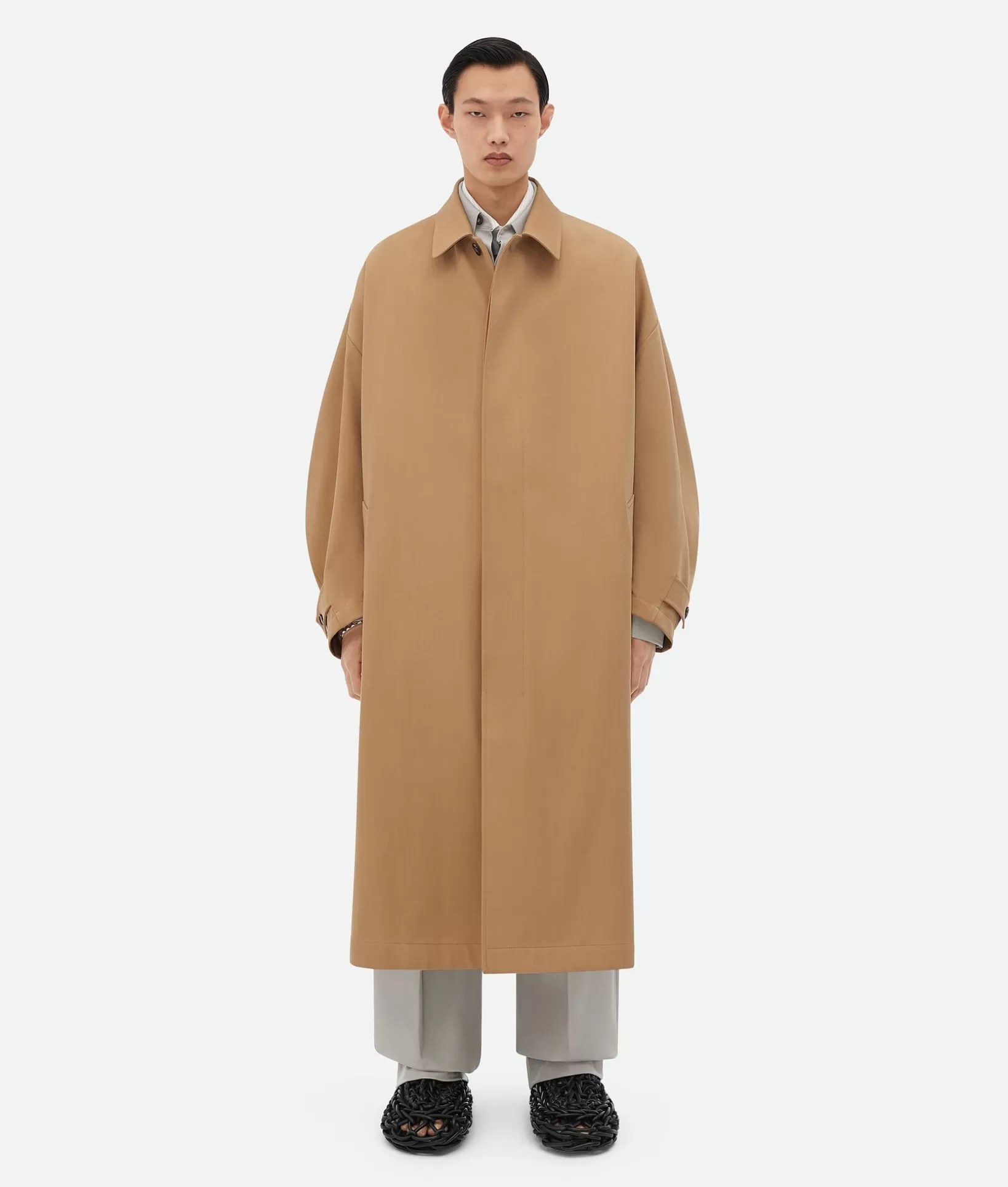 Coats>Bottega Veneta Wool And Cotton Coat Paper bag