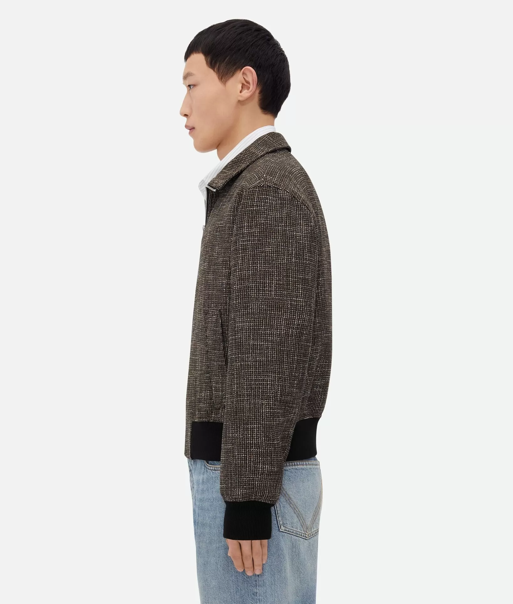 Jackets>Bottega Veneta Wool And Cotton Pied De Poule Blouson Black/charcoal/camel