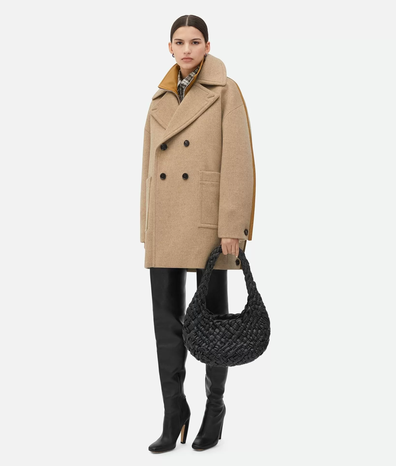 Coats>Bottega Veneta Wool Coat Biscuit melange