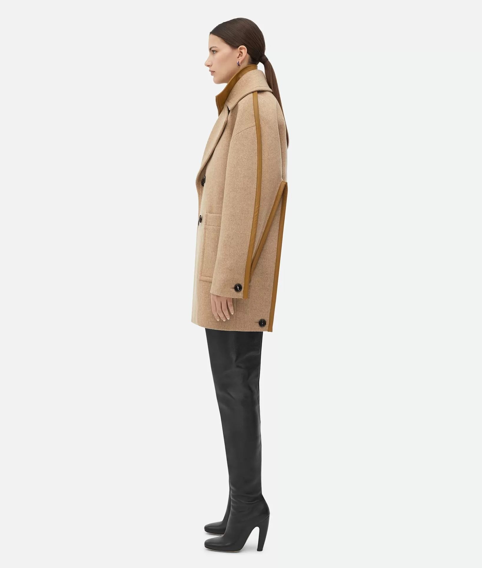 Coats>Bottega Veneta Wool Coat Biscuit melange