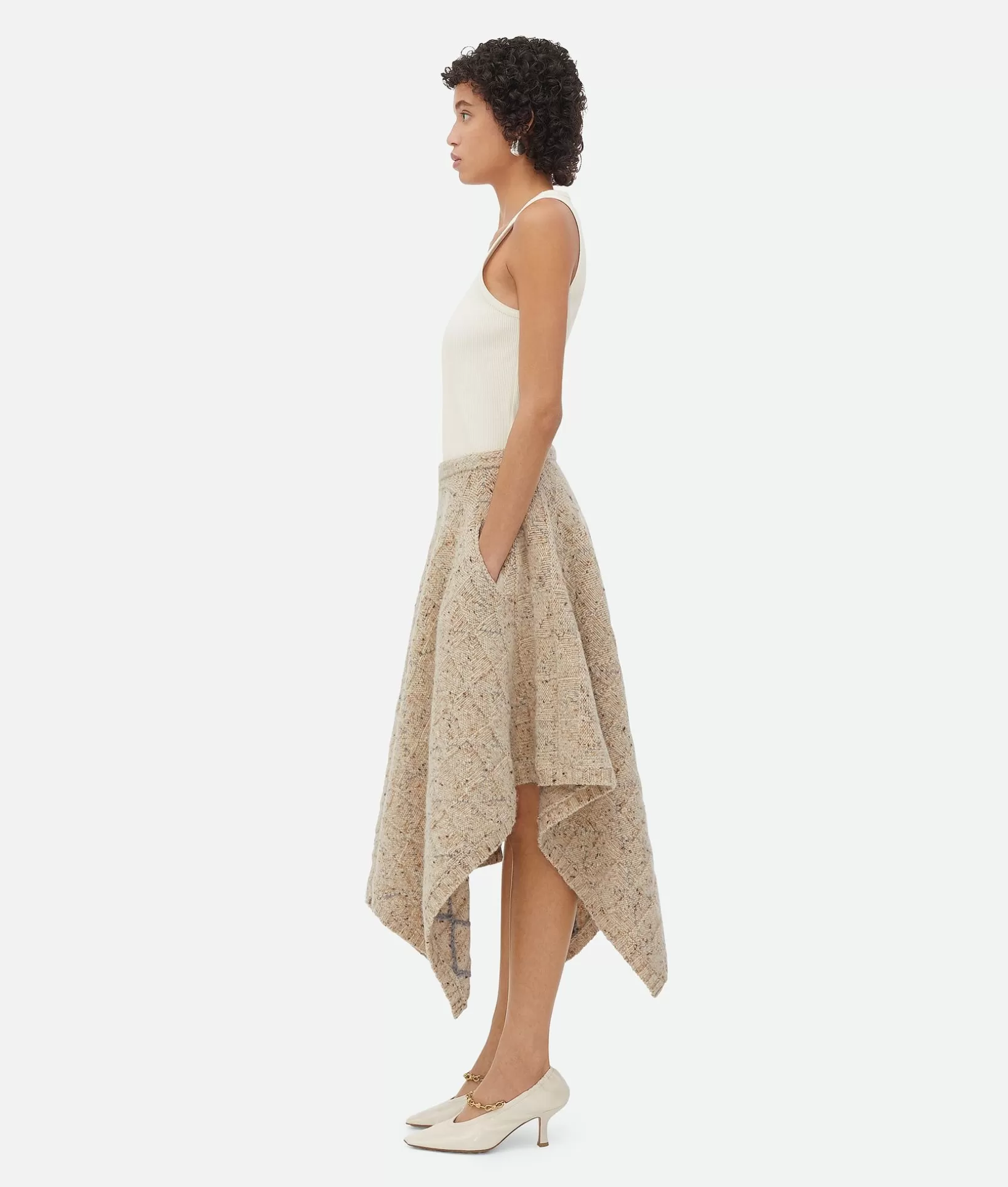 Skirts>Bottega Veneta Wool Diamond Skirt Dove/grey melange