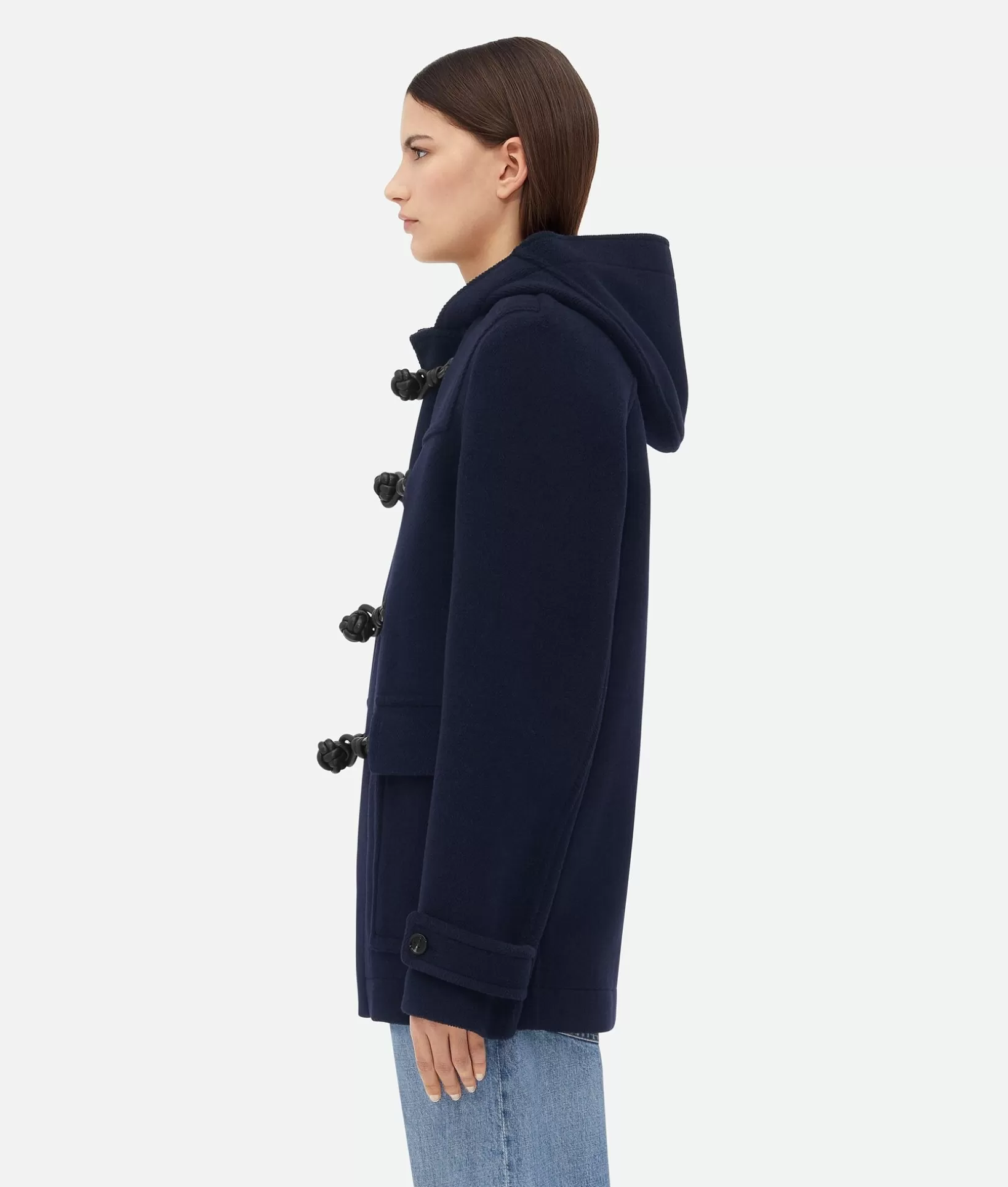 Coats>Bottega Veneta Wool Duffle Coat Navy