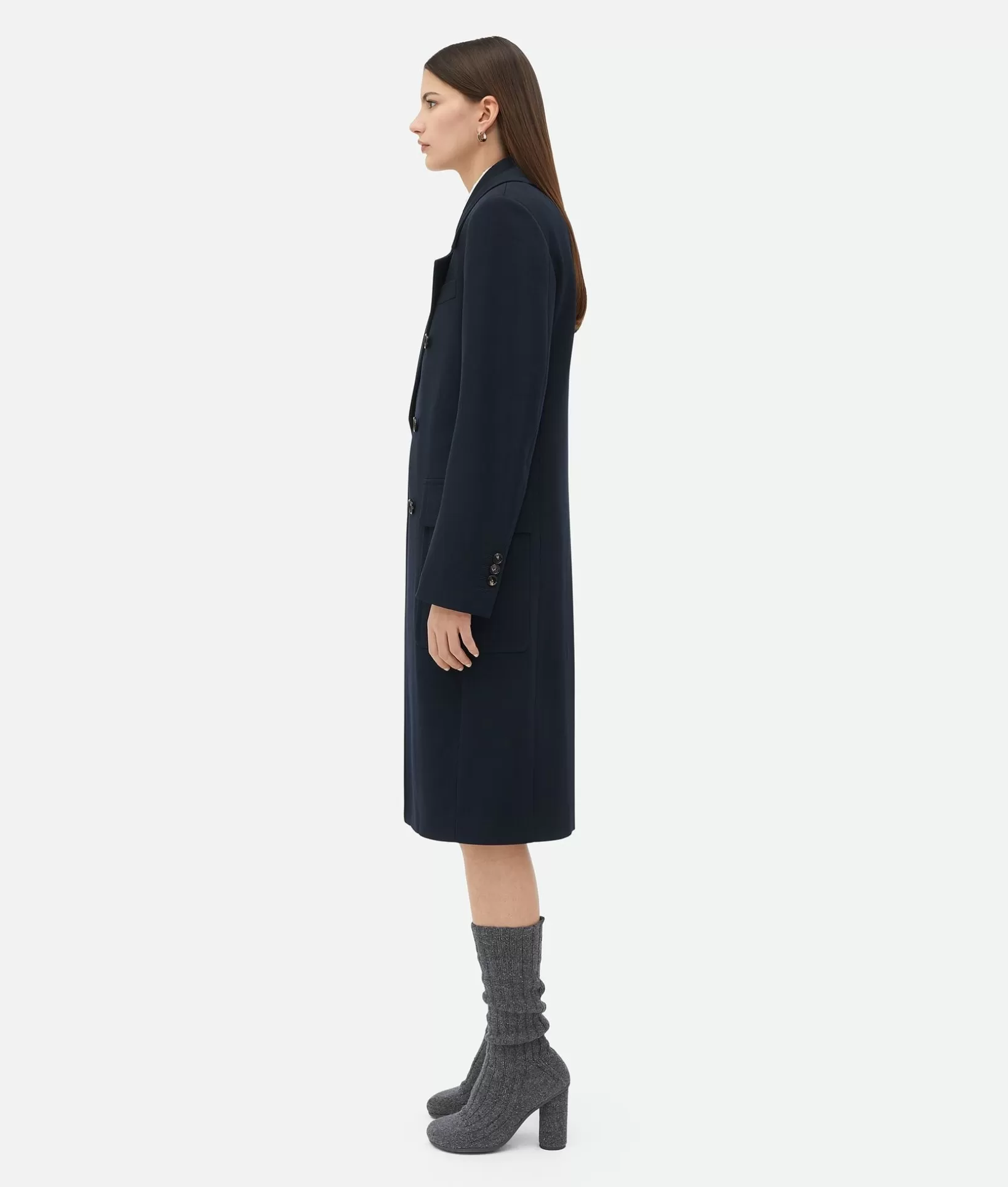 Coats>Bottega Veneta Wool Gabardine Coat Midnight blue