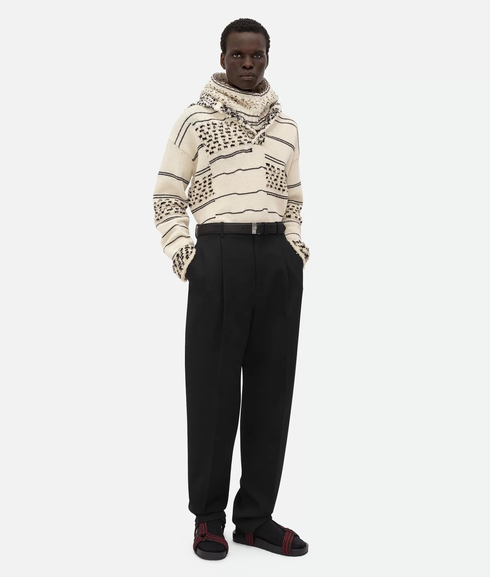 Trousers And Shorts>Bottega Veneta Wool Grain De Poudre Trousers Black