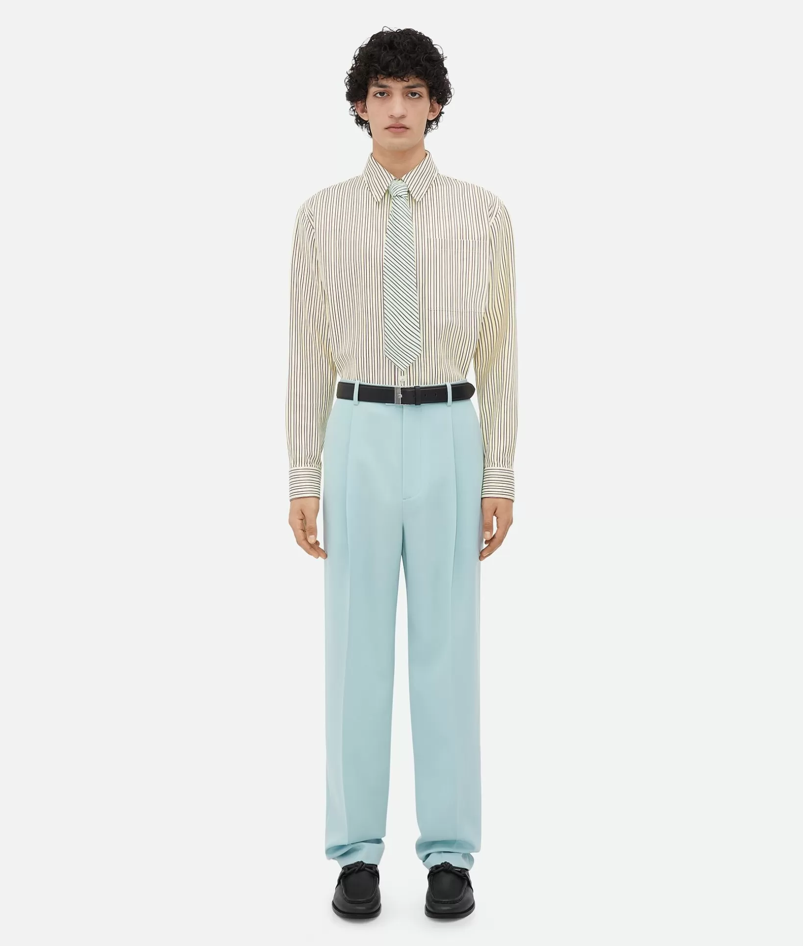 Trousers And Shorts>Bottega Veneta Wool Grain De Poudre Trousers Mint