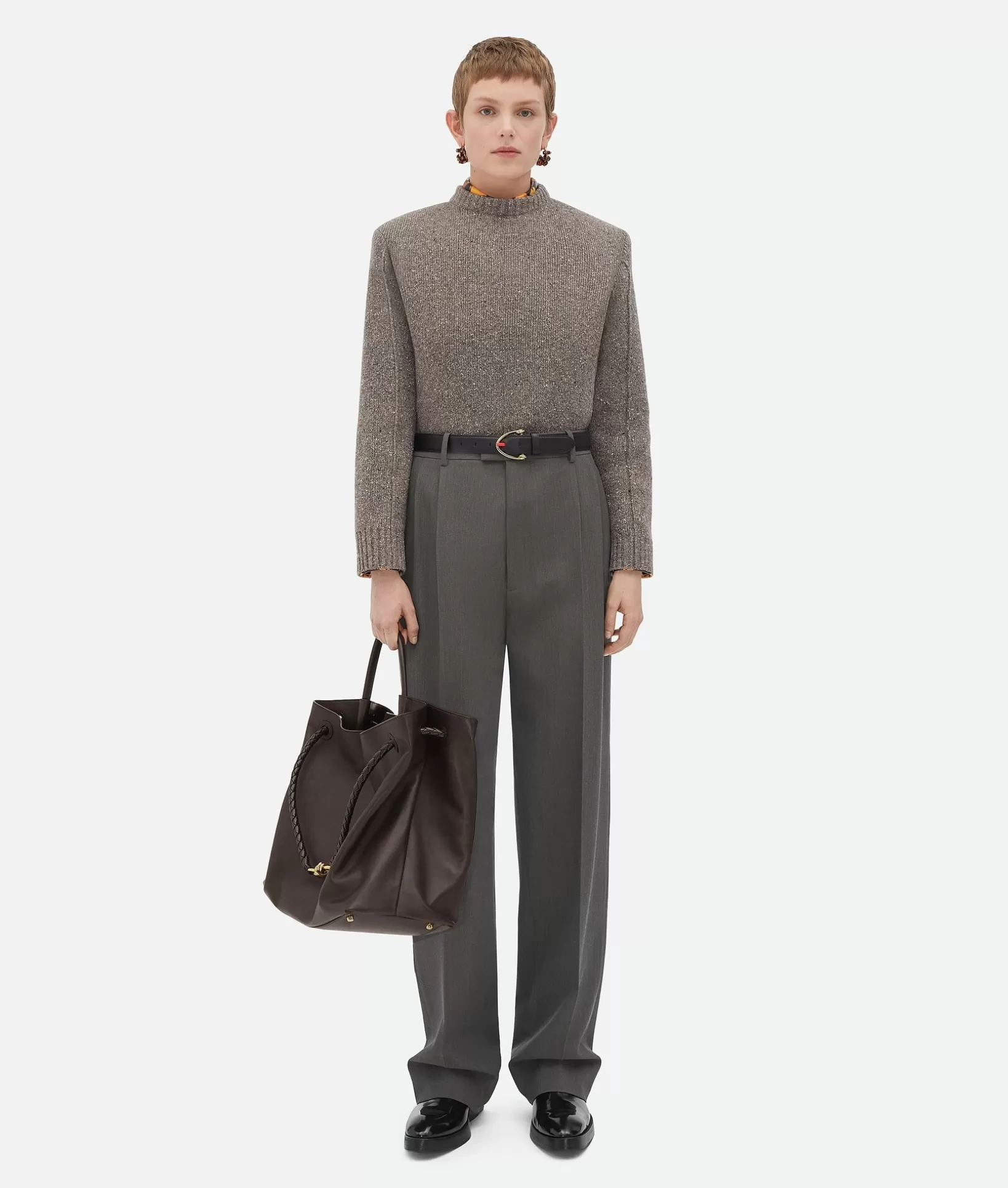 Knitwear>Bottega Veneta Wool Tailored Jumper Riverbed melange