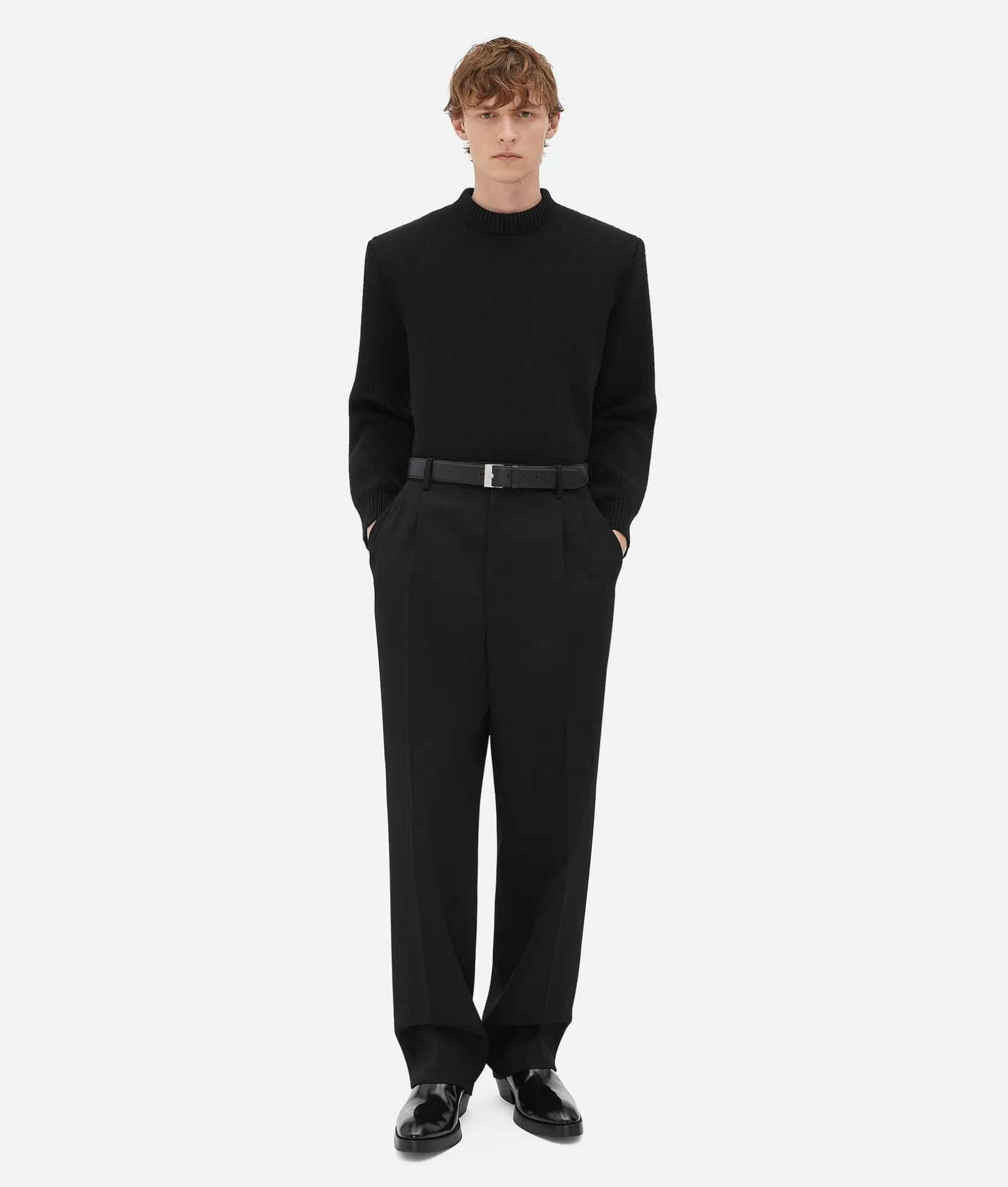 Trousers And Shorts>Bottega Veneta Wool Twill Trousers Black