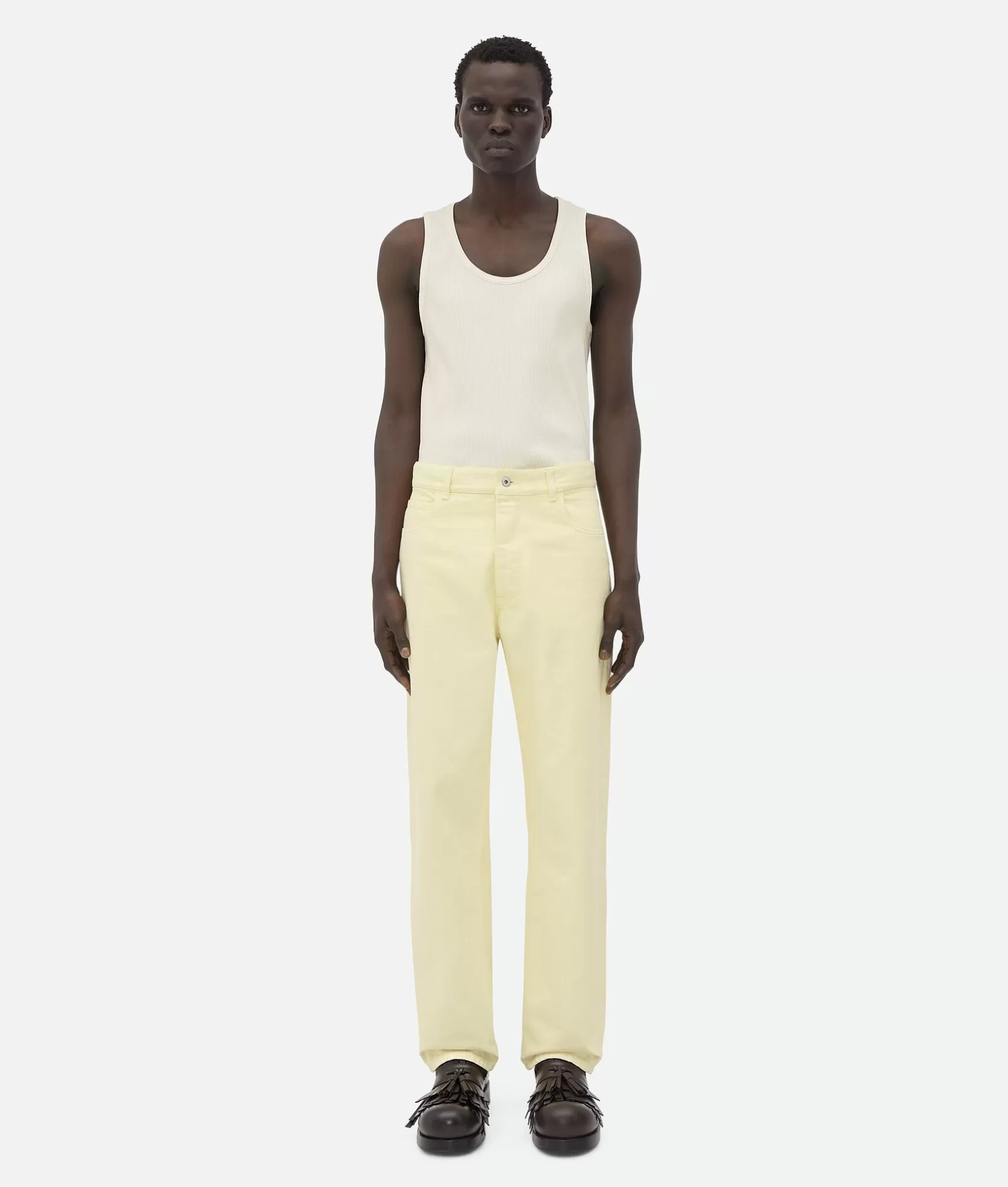 Denim>Bottega Veneta Yellow Wash Wide Leg Denim Banana